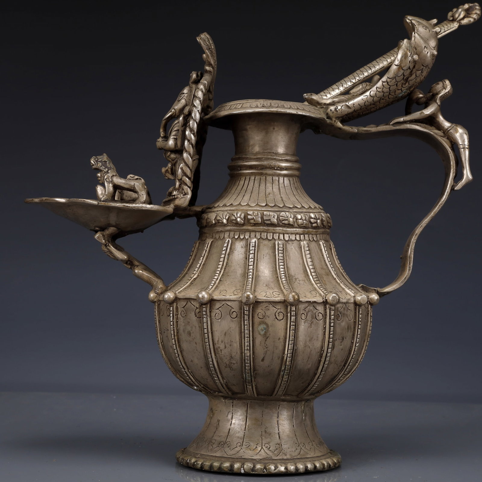 An Exquisite Silver-Plated Bronze Statue of Ganesh Ewer - 3