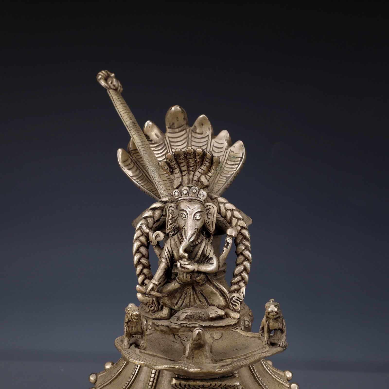 An Exquisite Silver-Plated Bronze Statue of Ganesh Ewer - 6