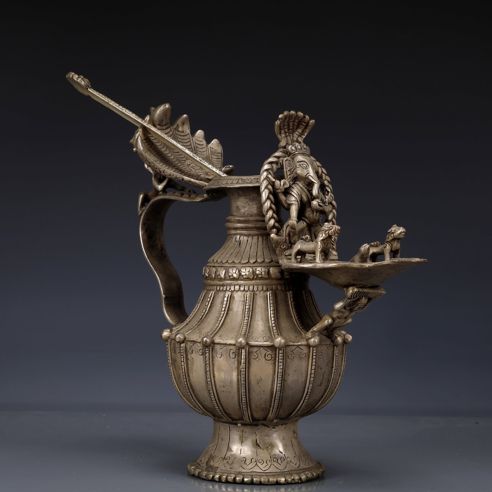 An Exquisite Silver-Plated Bronze Statue of Ganesh Ewer - 7