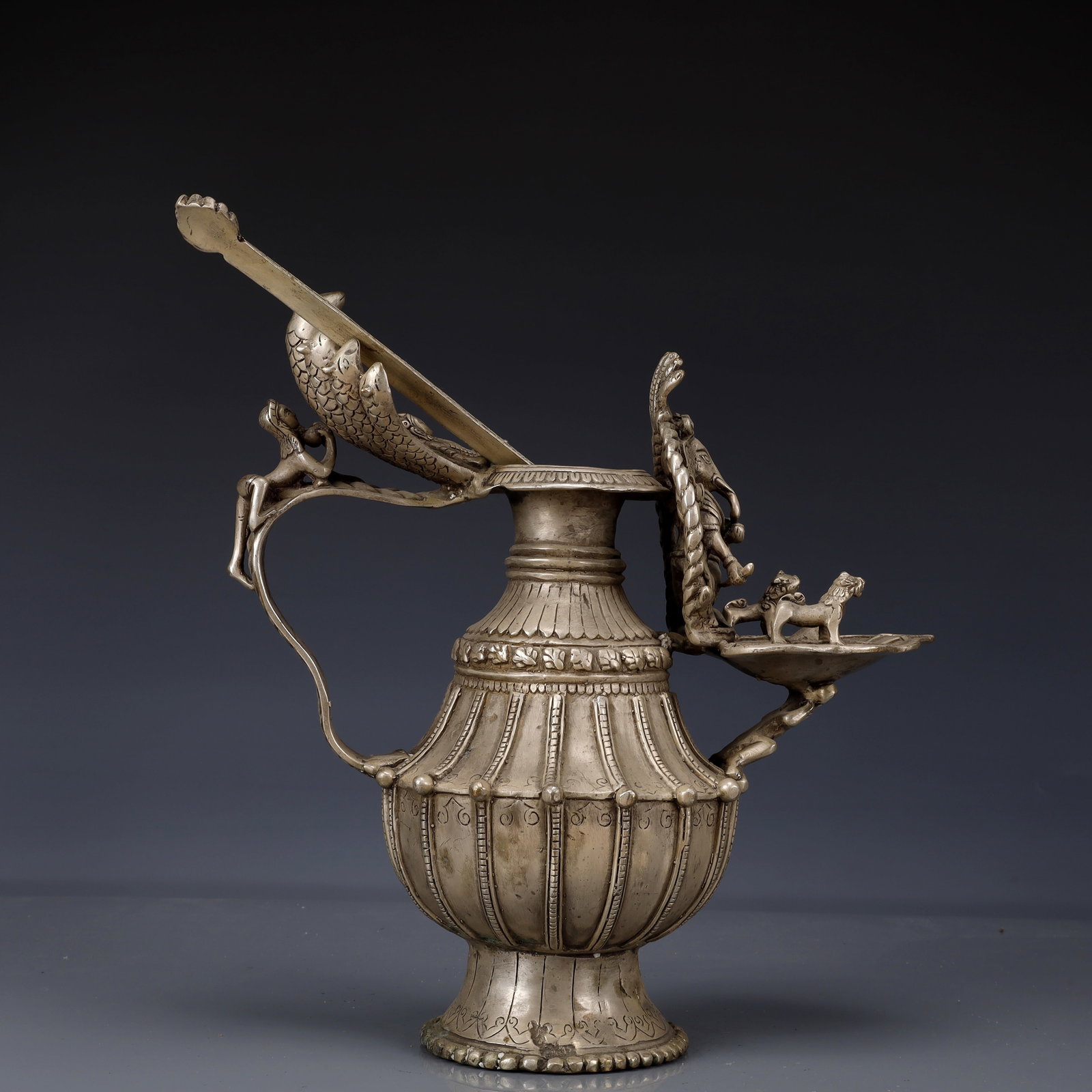 An Exquisite Silver-Plated Bronze Statue of Ganesh Ewer - 8