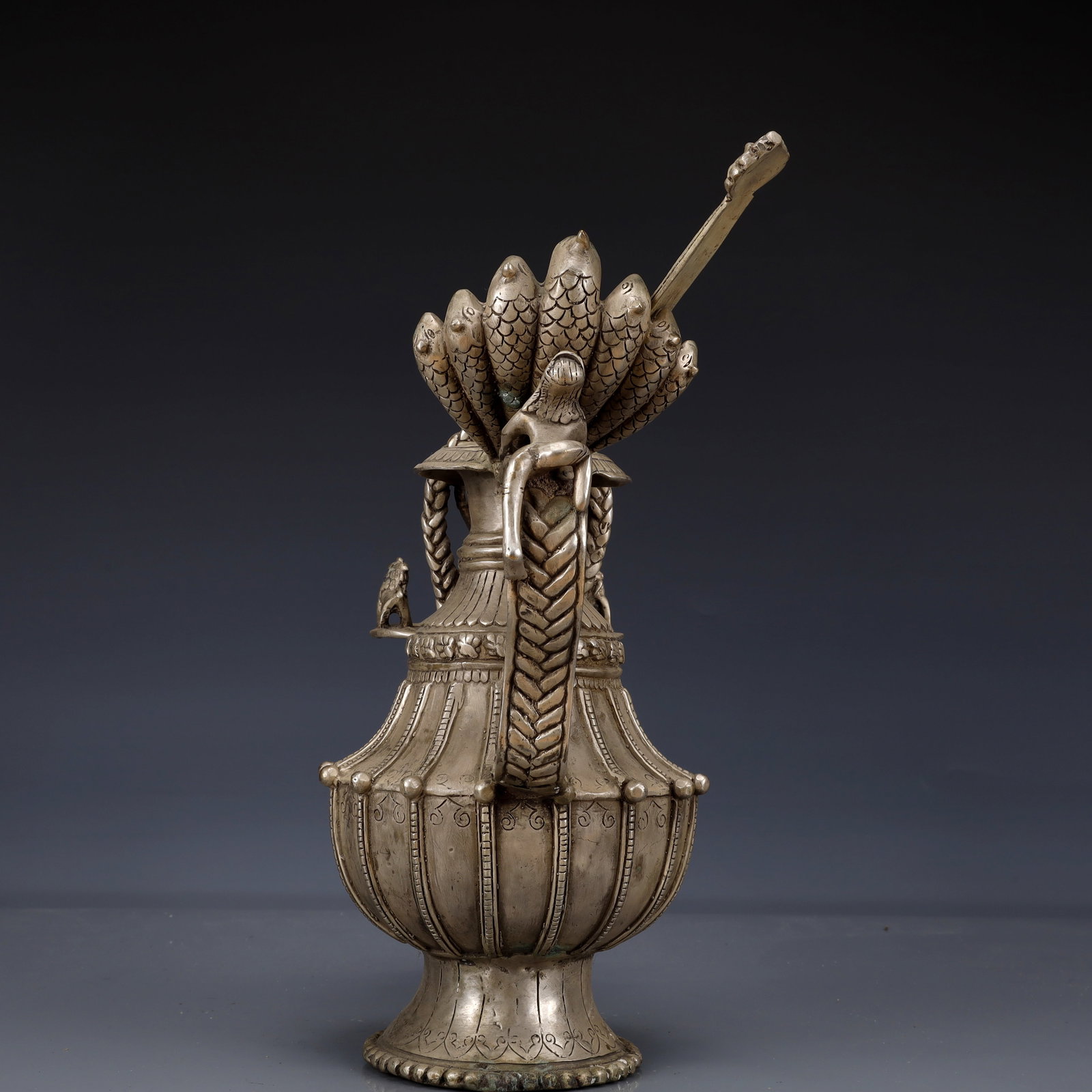 An Exquisite Silver-Plated Bronze Statue of Ganesh Ewer - 9
