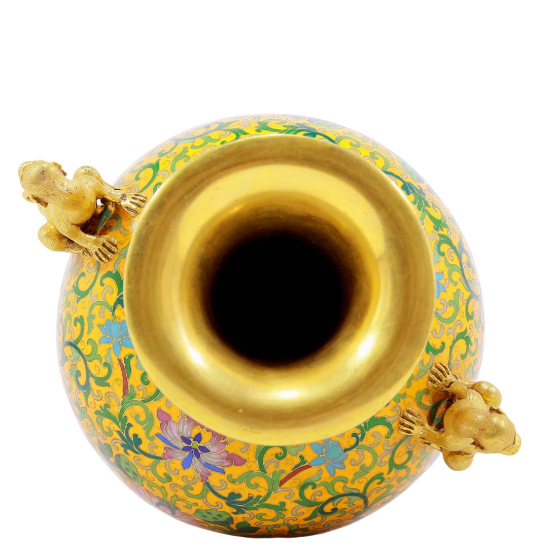 An Exquisite Cloisonne 'Bird& Flower' Beast-Handled Vase - 7