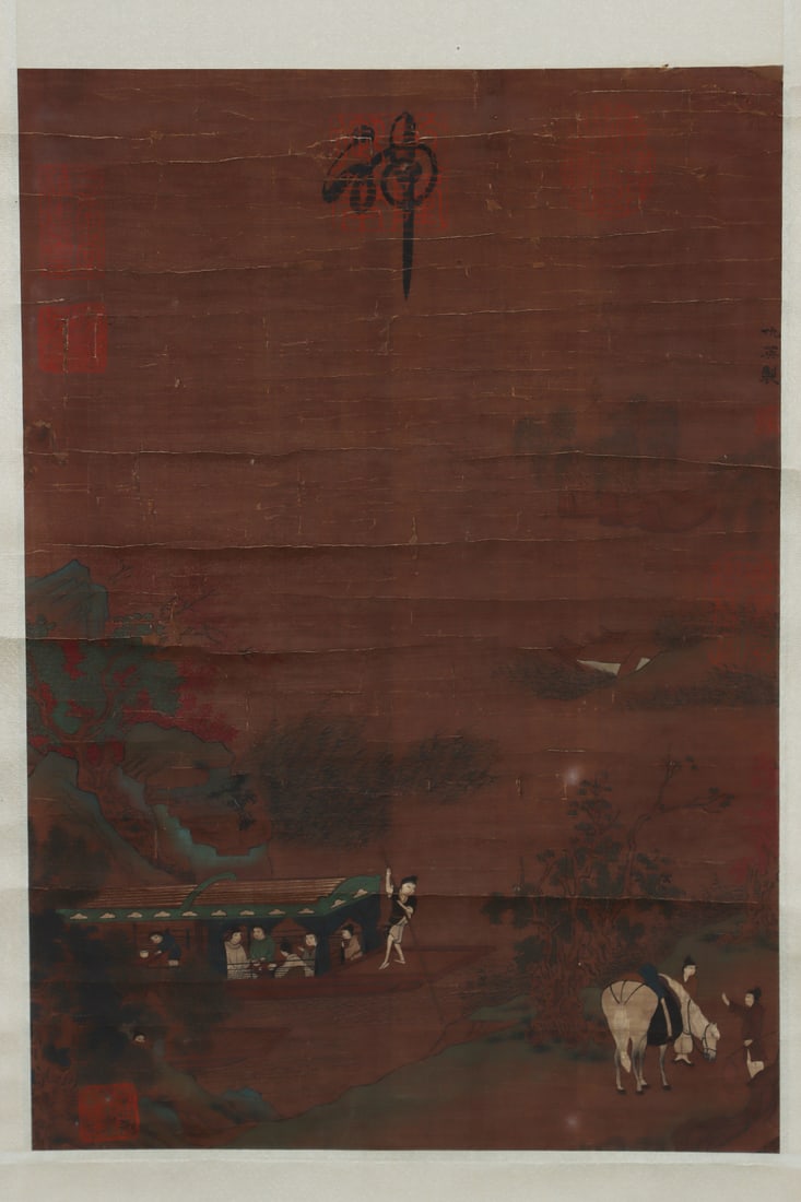 A Chinese Vertical Scroll Ink Painting of Landscape and Figure on Paper,Chou Ying - 2