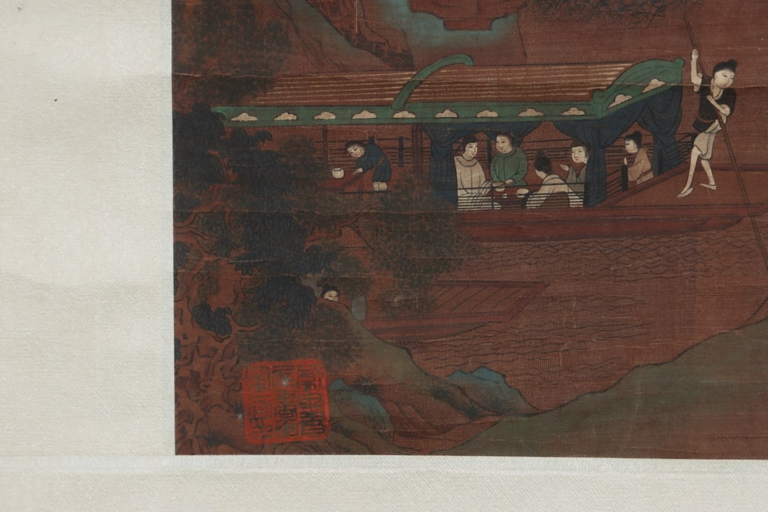 A Chinese Vertical Scroll Ink Painting of Landscape and Figure on Paper,Chou Ying - 9