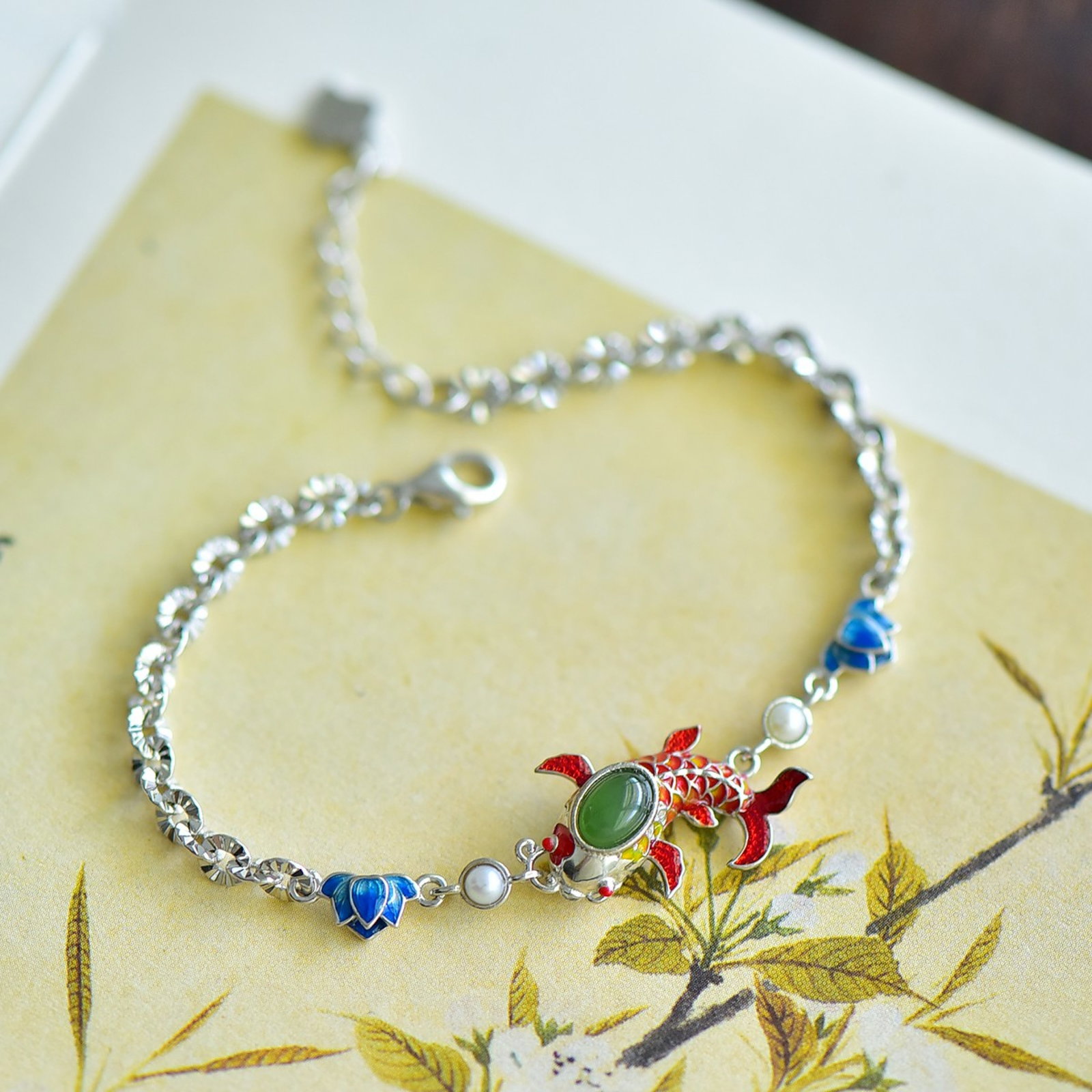 A Set of Fine Sterling Silver Inlaid Jasper Jewelries - 5