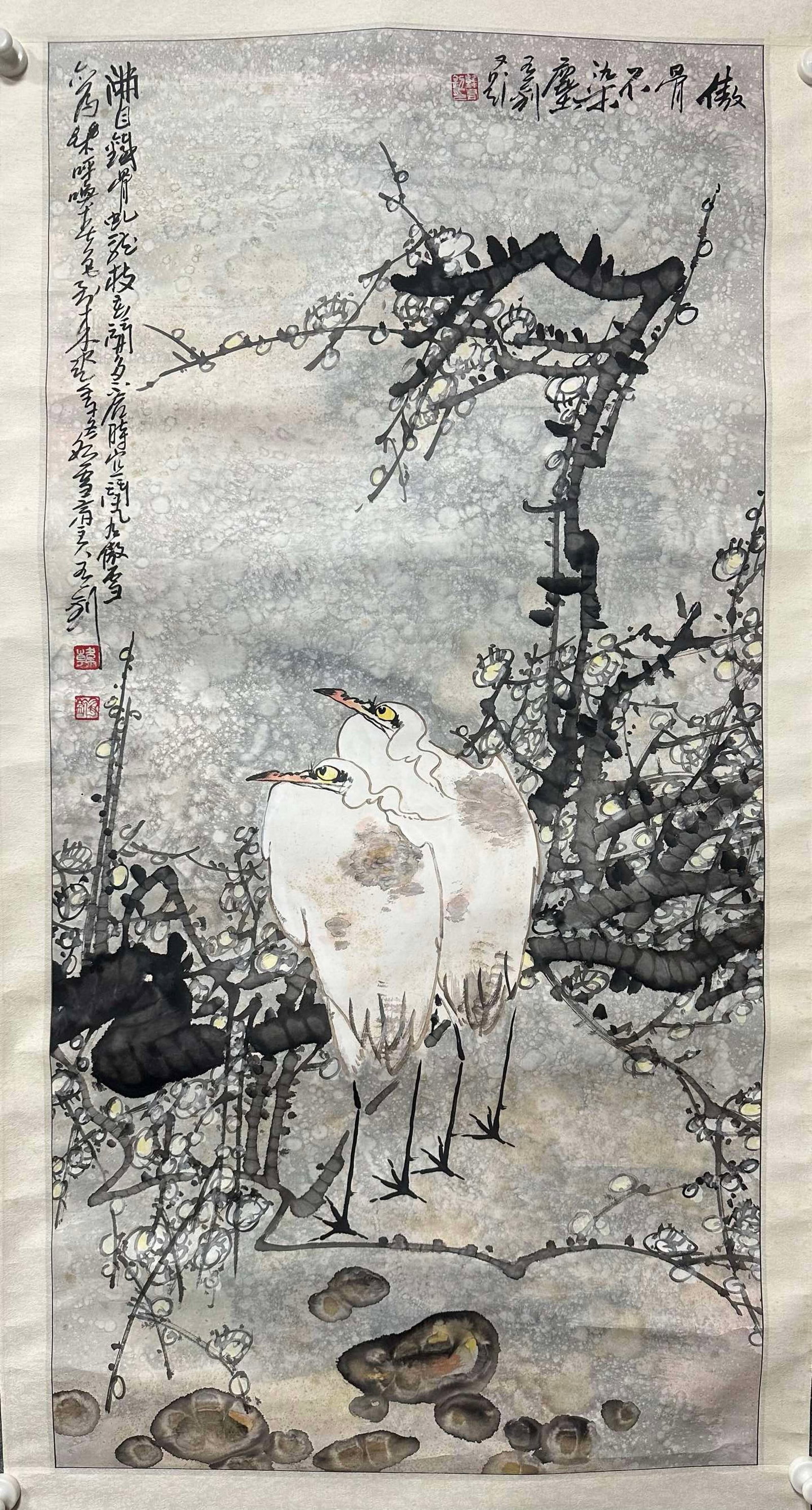 A Chinese Vertical Scroll Ink Painting of Flower and Bird on Paper,Han Youzhao - 2