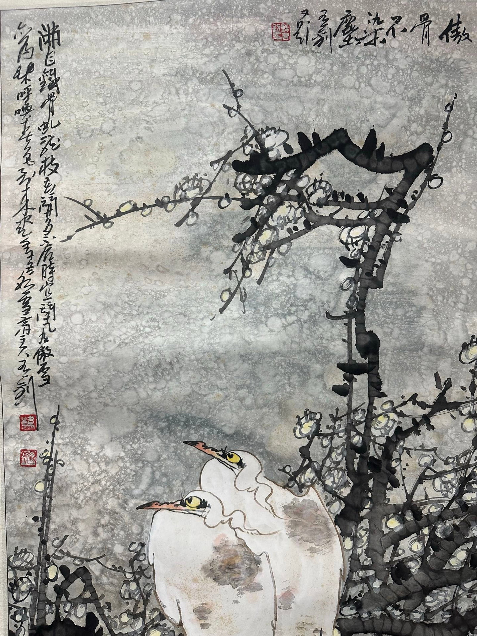 A Chinese Vertical Scroll Ink Painting of Flower and Bird on Paper,Han Youzhao - 3