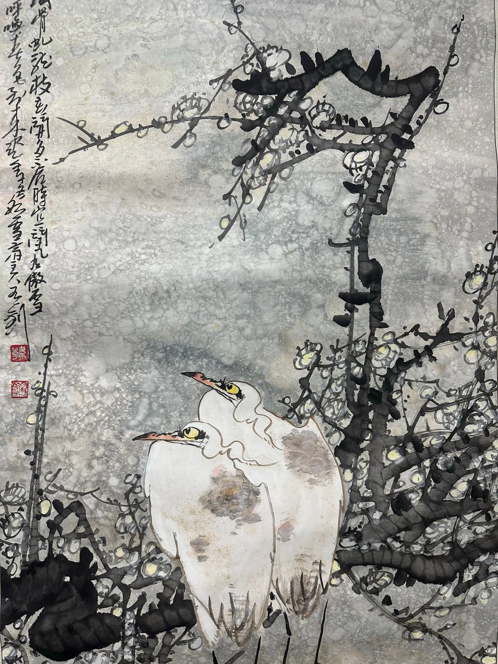 A Chinese Vertical Scroll Ink Painting of Flower and Bird on Paper,Han Youzhao - 4