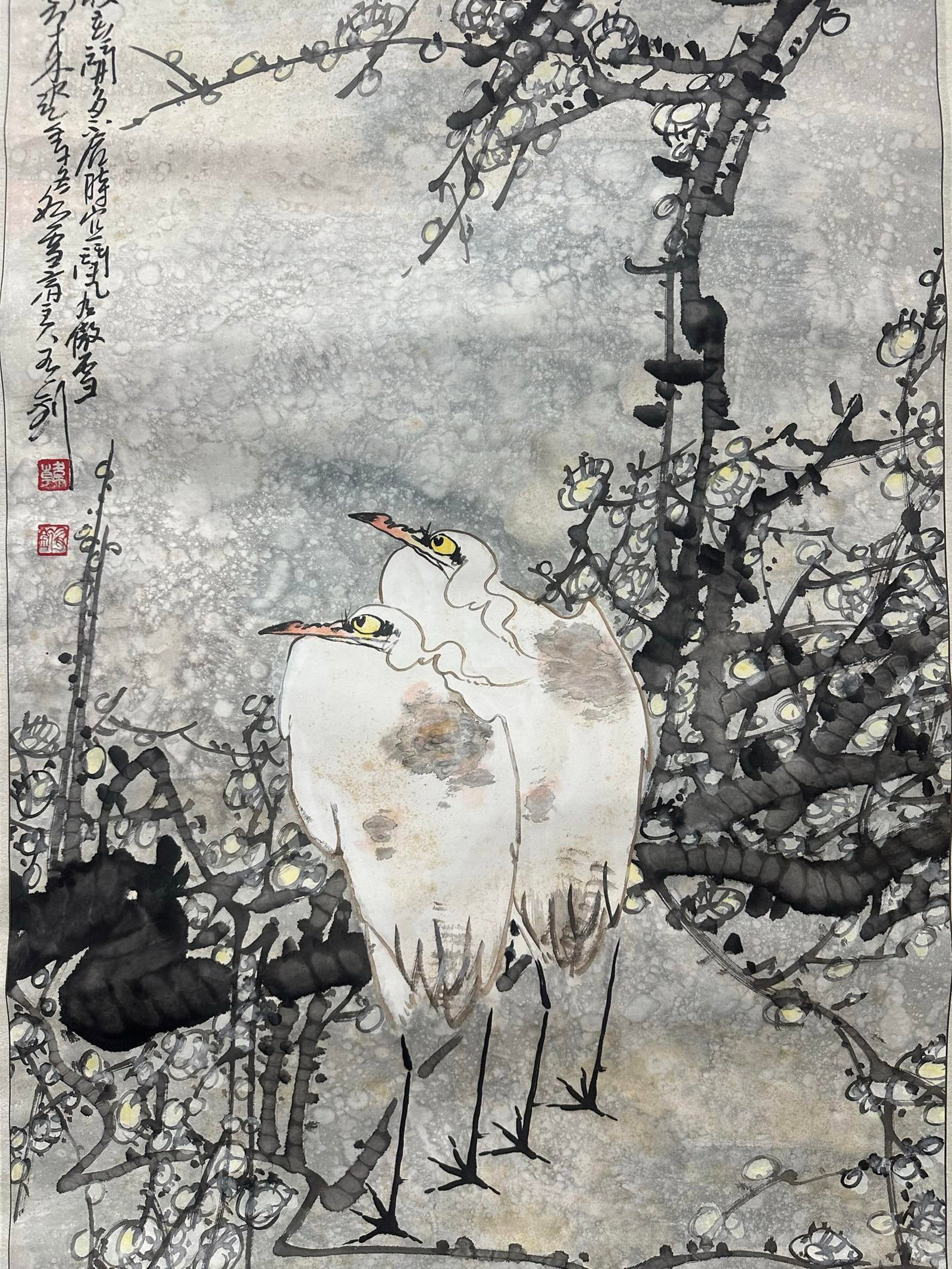 A Chinese Vertical Scroll Ink Painting of Flower and Bird on Paper,Han Youzhao - 5