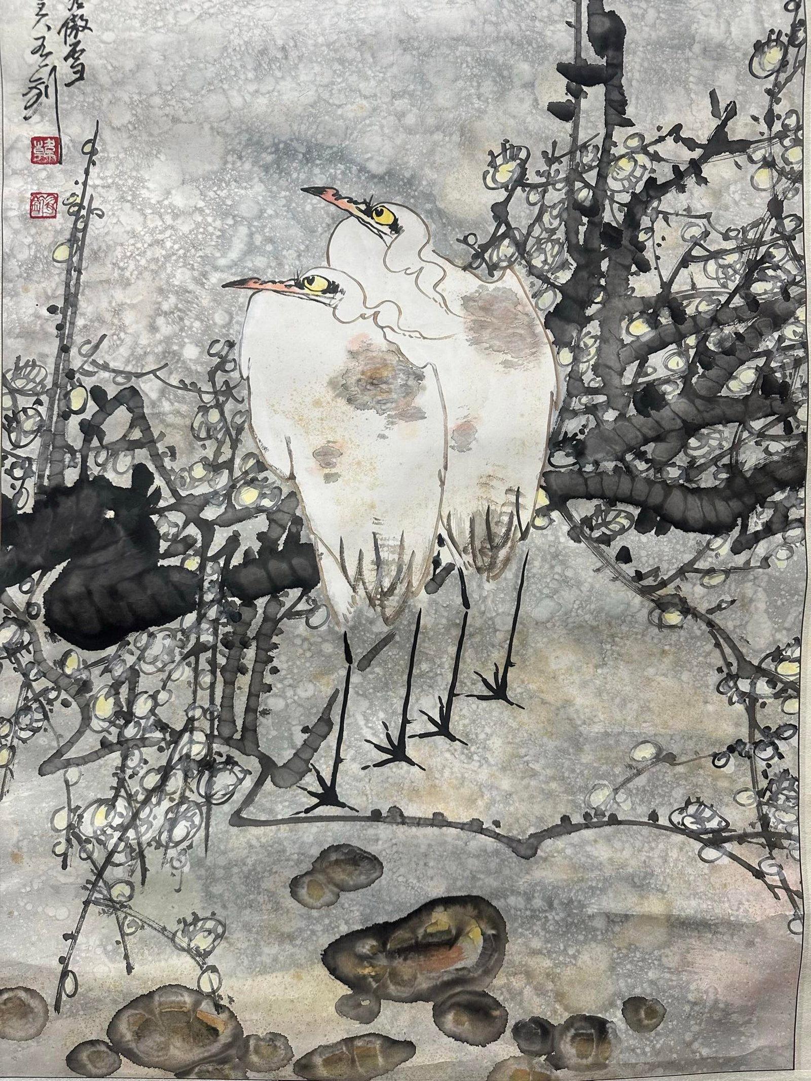 A Chinese Vertical Scroll Ink Painting of Flower and Bird on Paper,Han Youzhao - 6