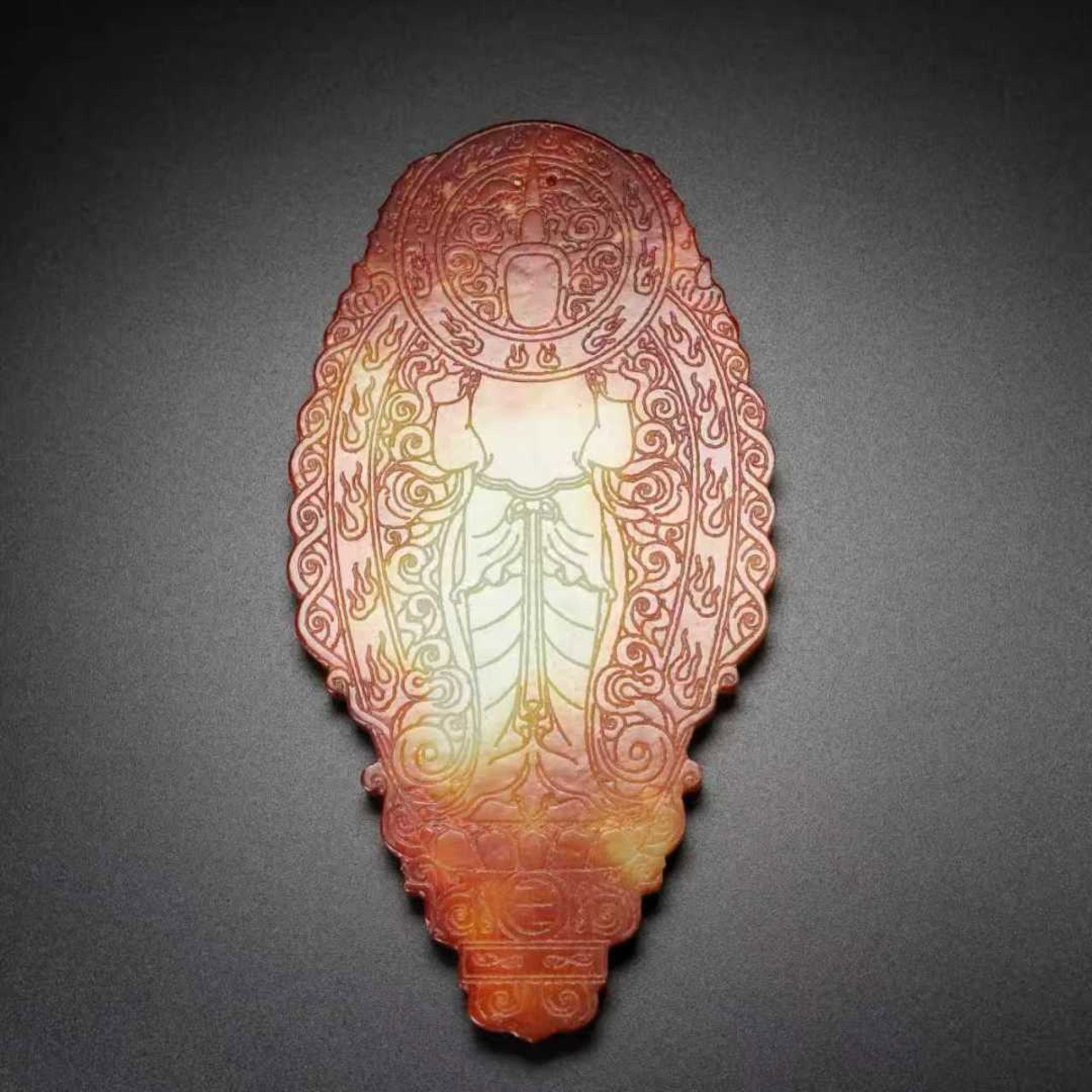 An Exquisite White Jade Buddha Statue Pattern Pendant - 4