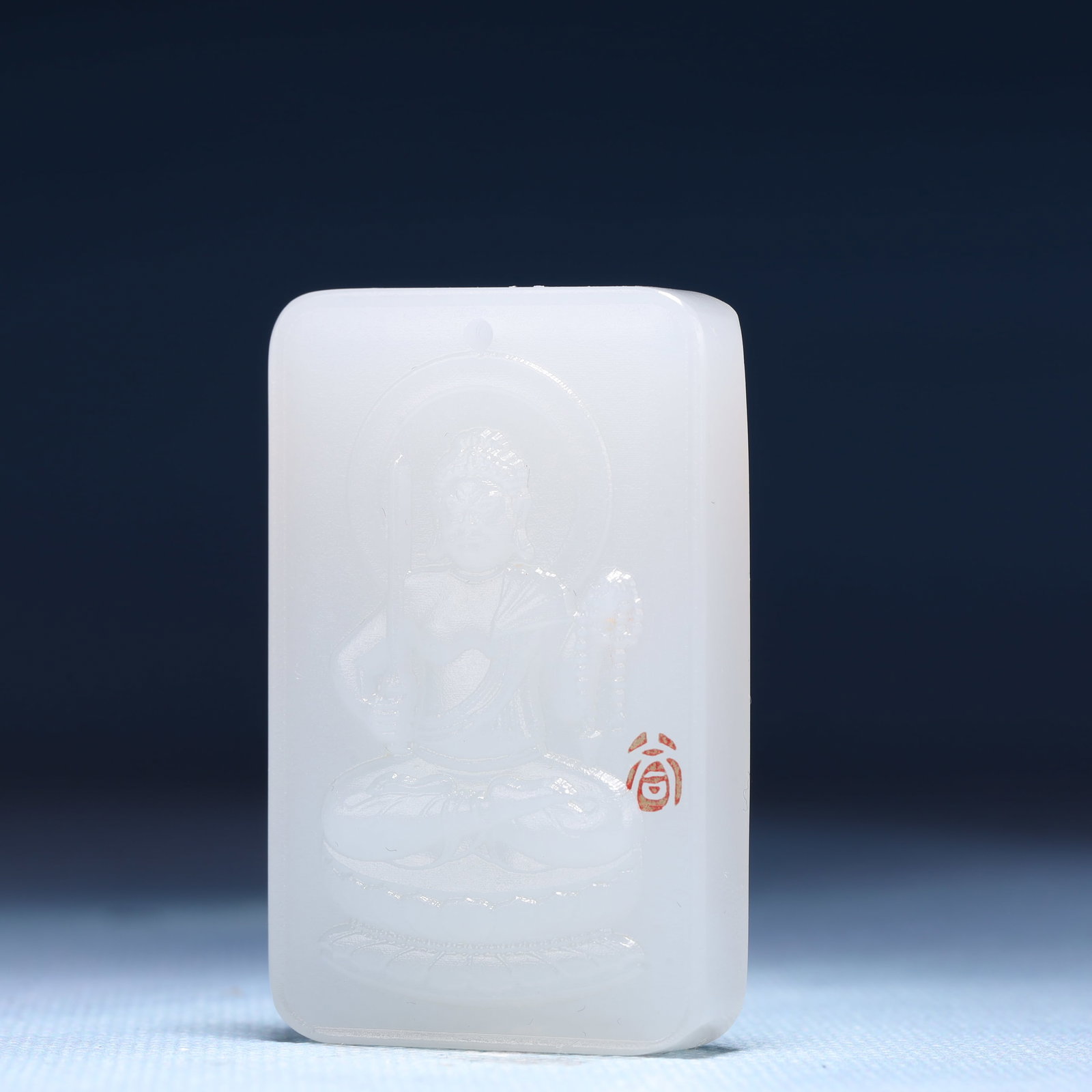 An Exquisite White Jade Statue of Manjusri Pendant - 2