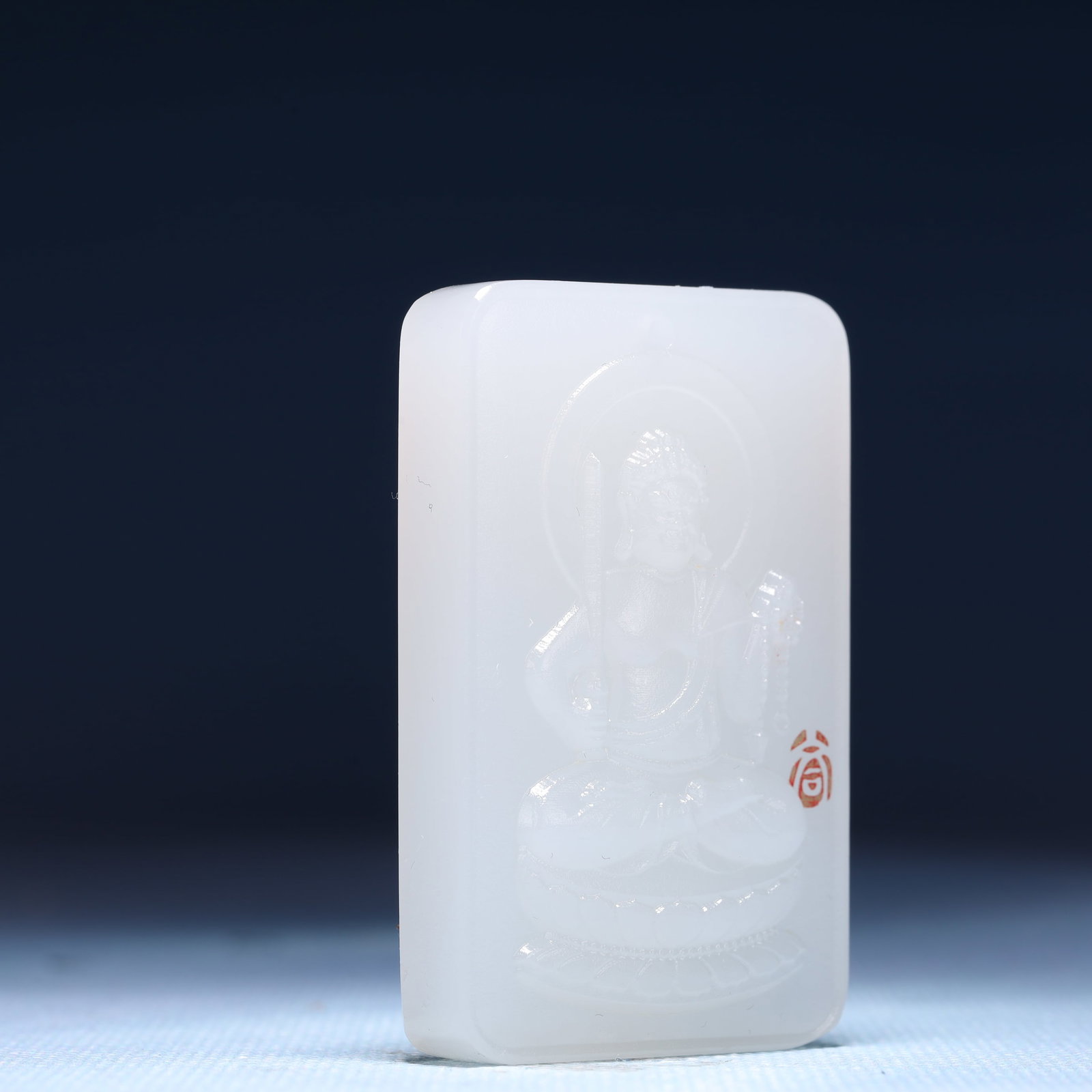 An Exquisite White Jade Statue of Manjusri Pendant - 3