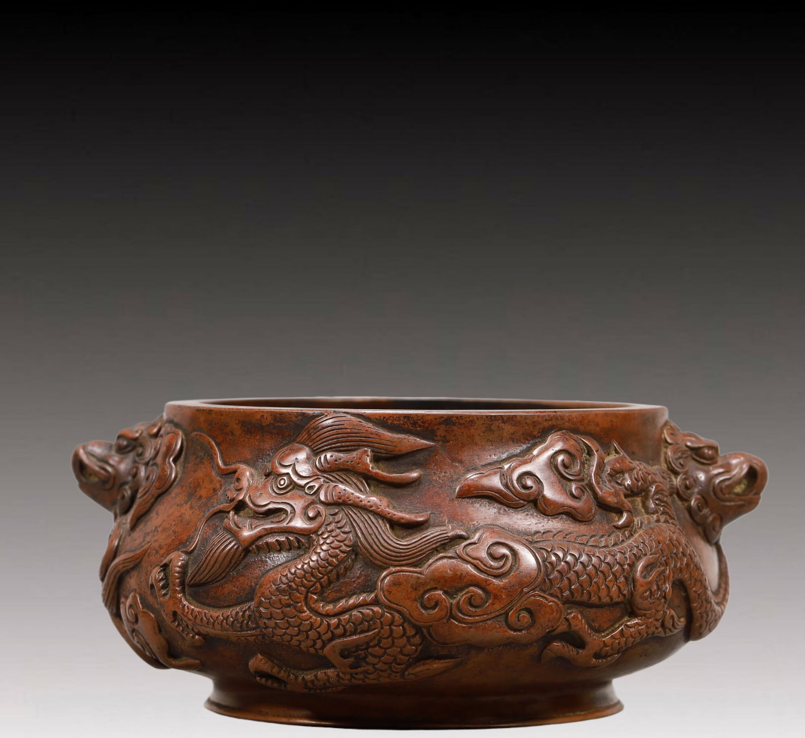 An Elaborate Bronze 'Dragon& Auspicious Cloud' Lion-Handled Censer - 5