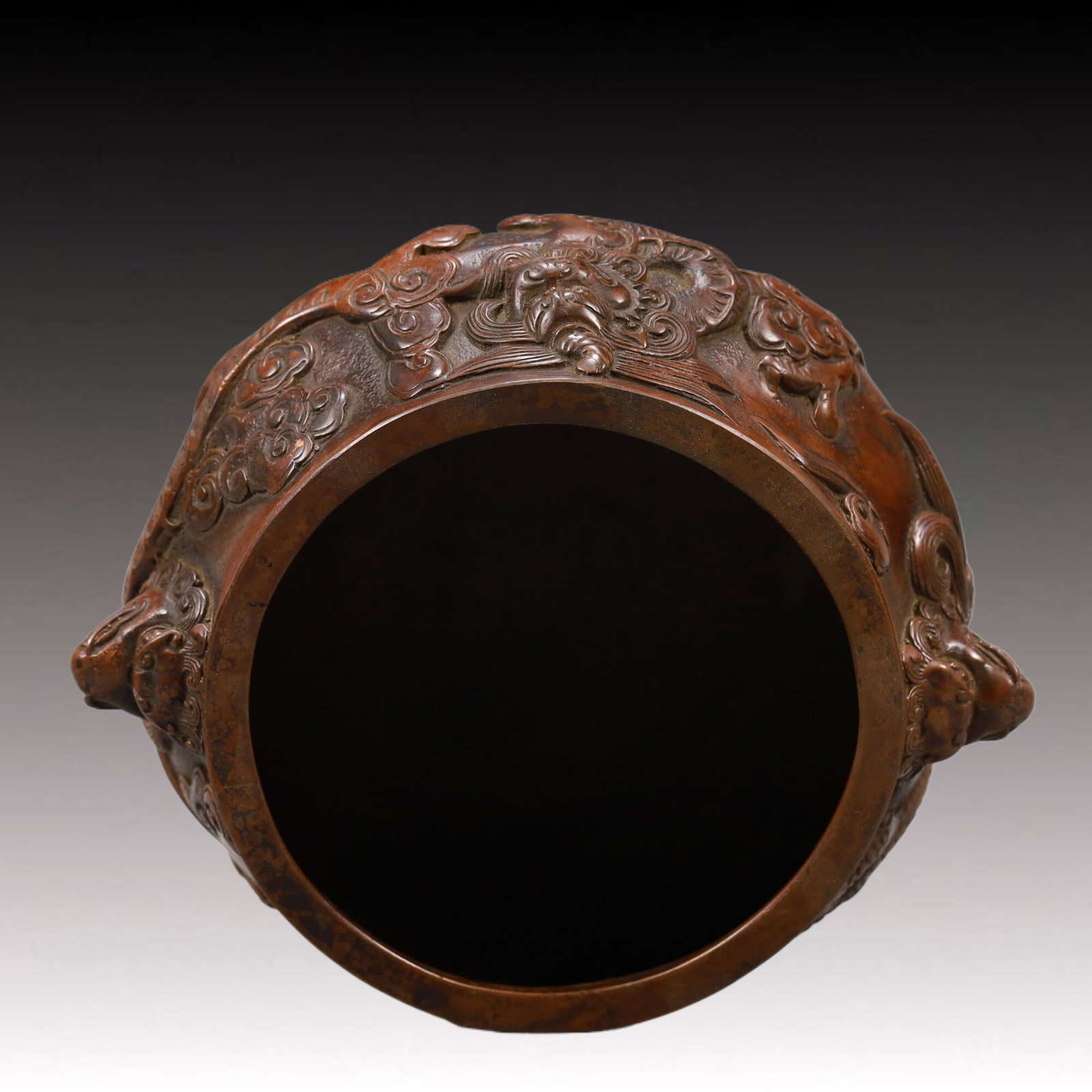 An Elaborate Bronze 'Dragon& Auspicious Cloud' Lion-Handled Censer - 6
