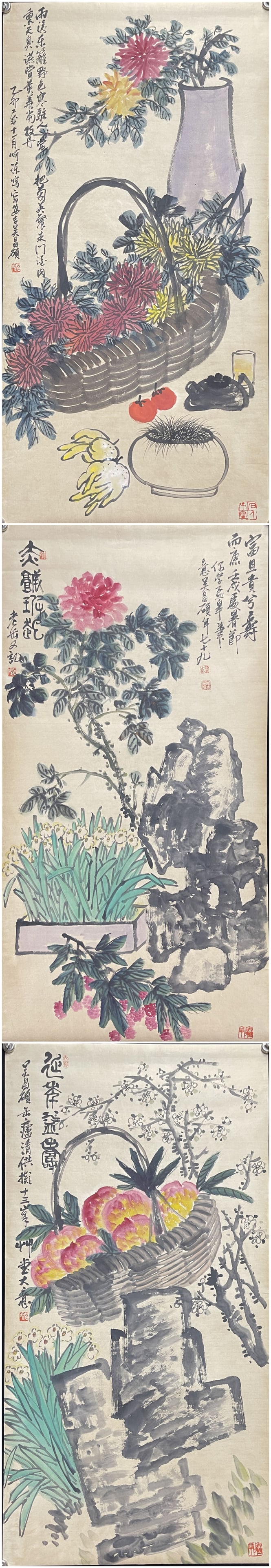 A Set of Chinese Ink Painting of Flower and Fruit on Paper,Wu Changshuo - 13