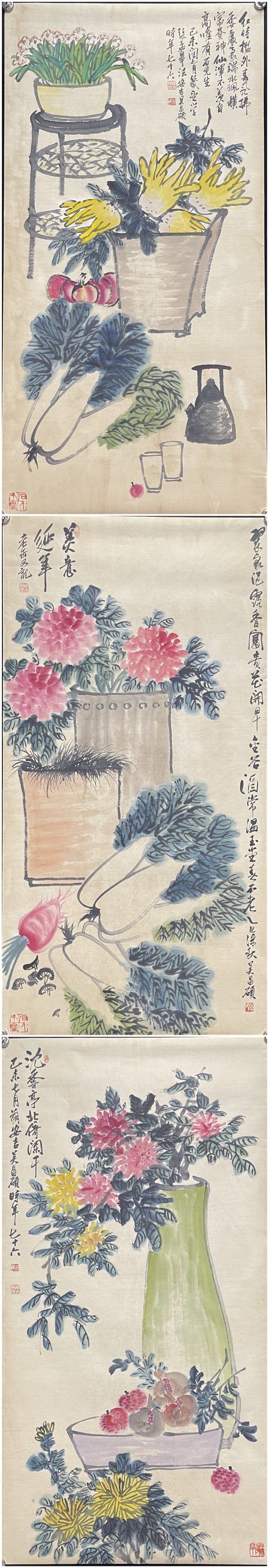A Set of Chinese Ink Painting of Flower and Fruit on Paper,Wu Changshuo - 16