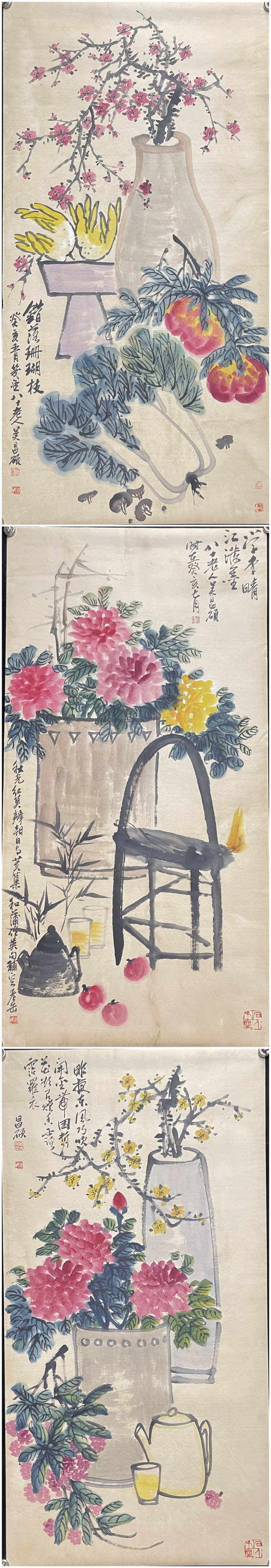 A Set of Chinese Ink Painting of Flower and Fruit on Paper,Wu Changshuo - 17
