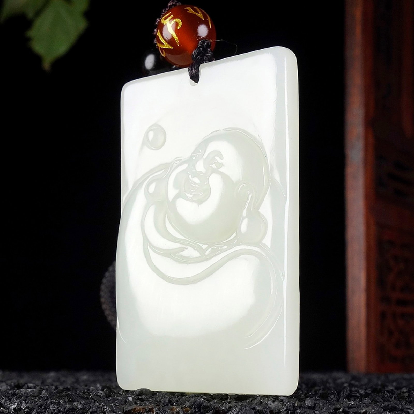 An Exquisite White Jade Statue of Maitreya Buddha Pendant - 2