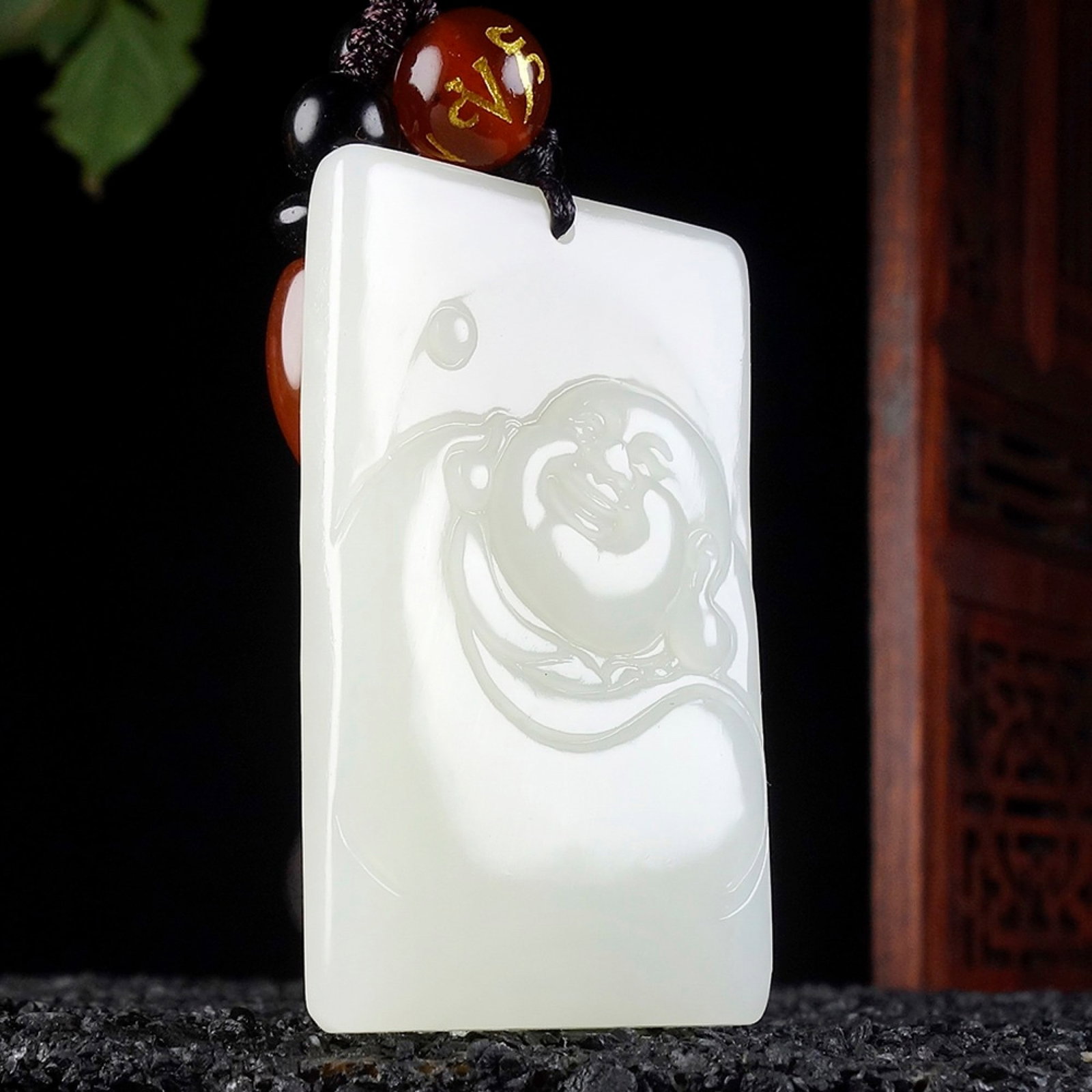 An Exquisite White Jade Statue of Maitreya Buddha Pendant - 3
