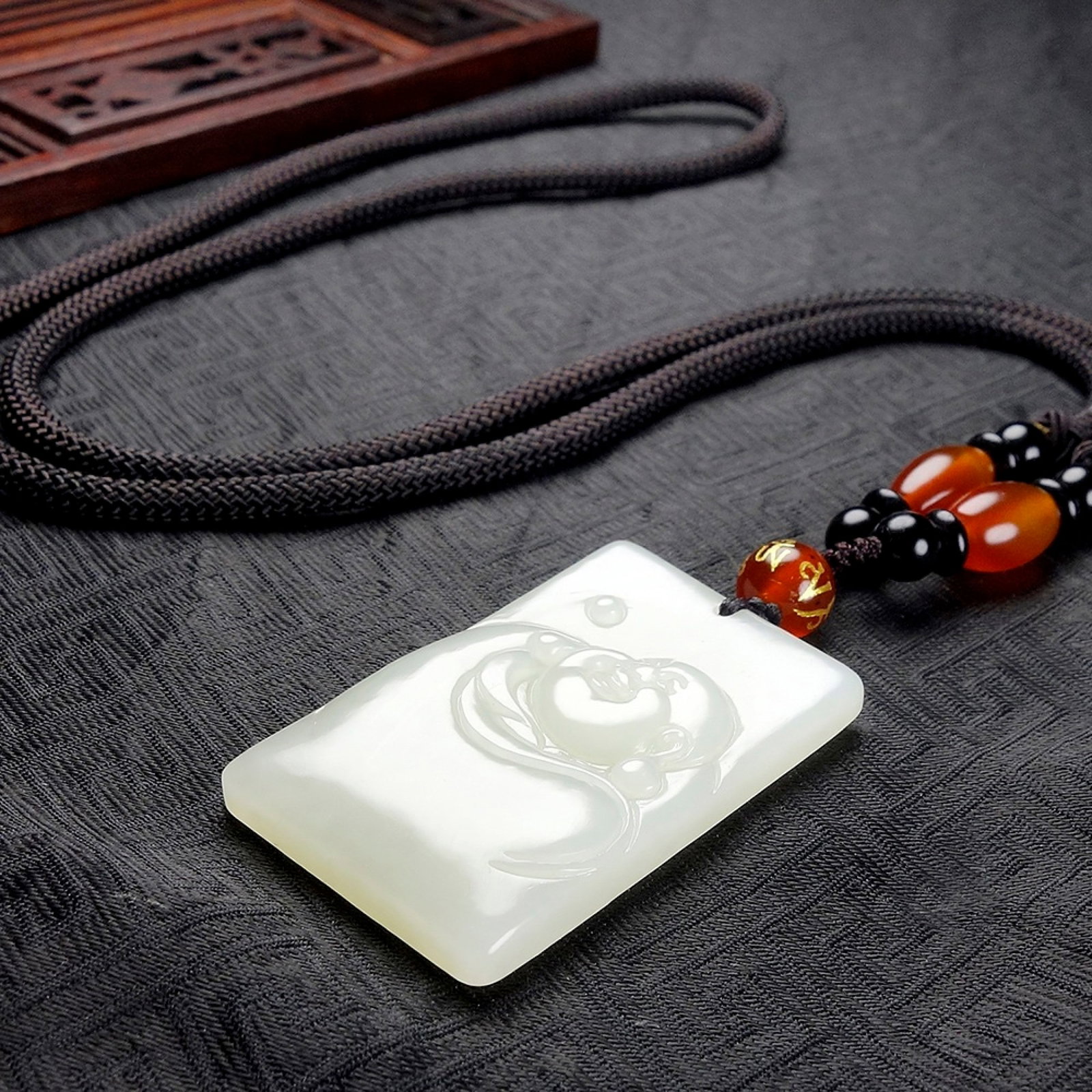 An Exquisite White Jade Statue of Maitreya Buddha Pendant - 6