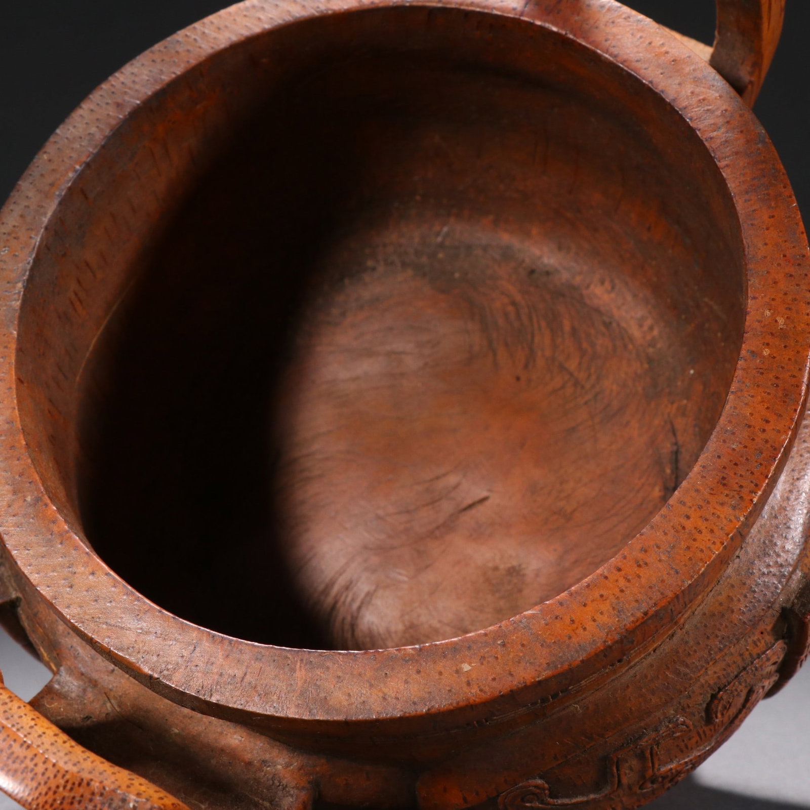 An Exquisite Bamboo Beast-Face Pattern Double-Ears and Tripod Censer - 8