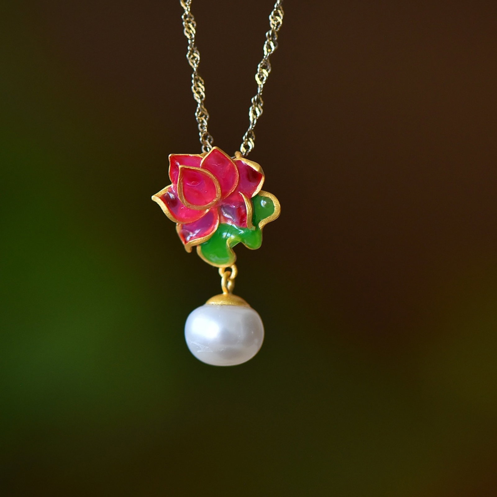 An Exquisite Sterling Silver-Gold Plated Inlaid White Jade Pendant - 3