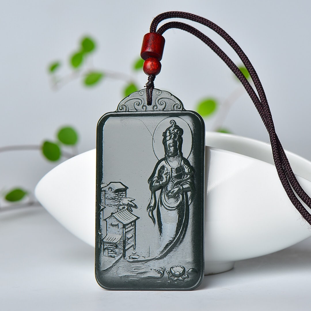 An Exquisite Sapphire Avalokitesvara Pattern Pendant - 2