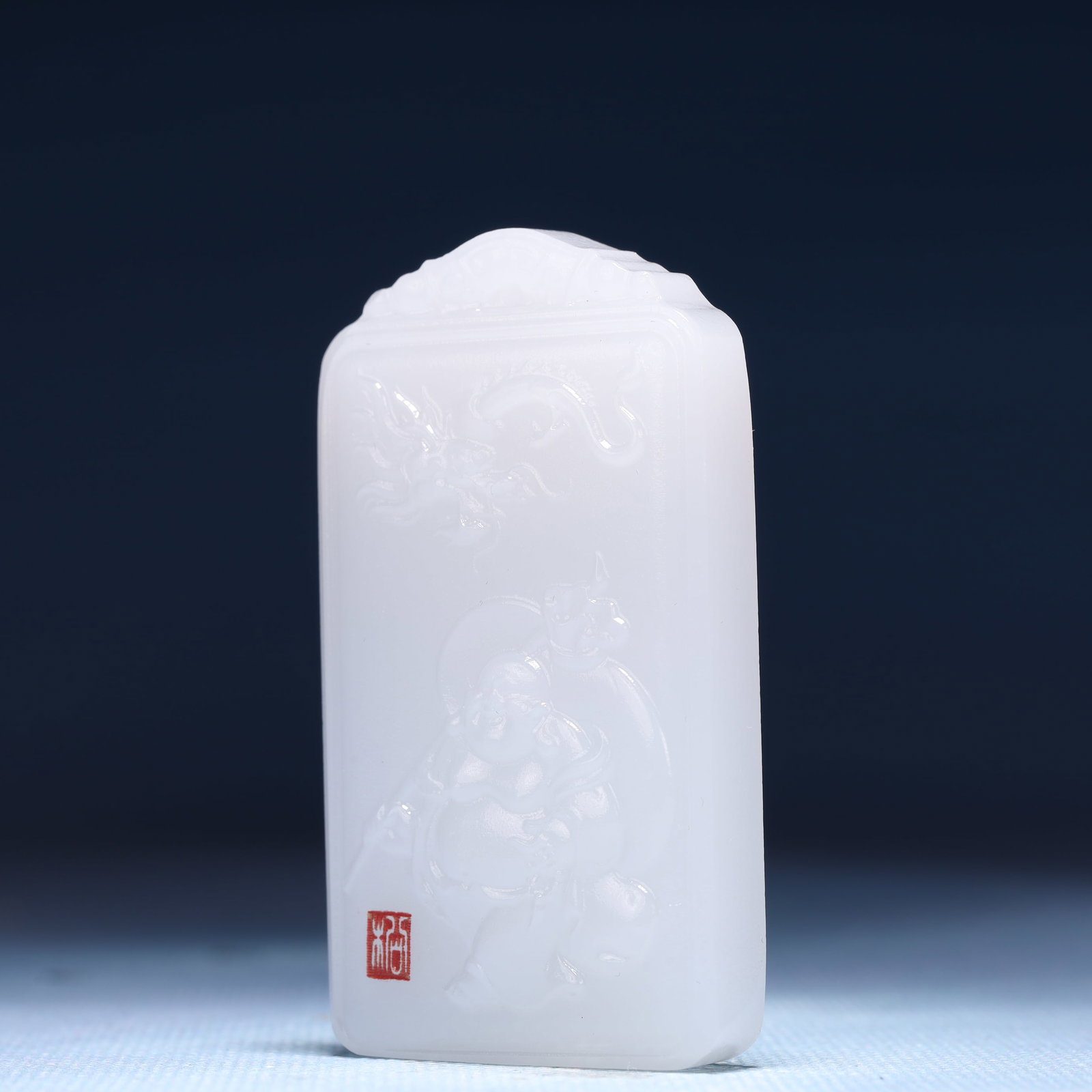 An Exquisite White Jade Statue of Maitreya Buddha Pendant - 2