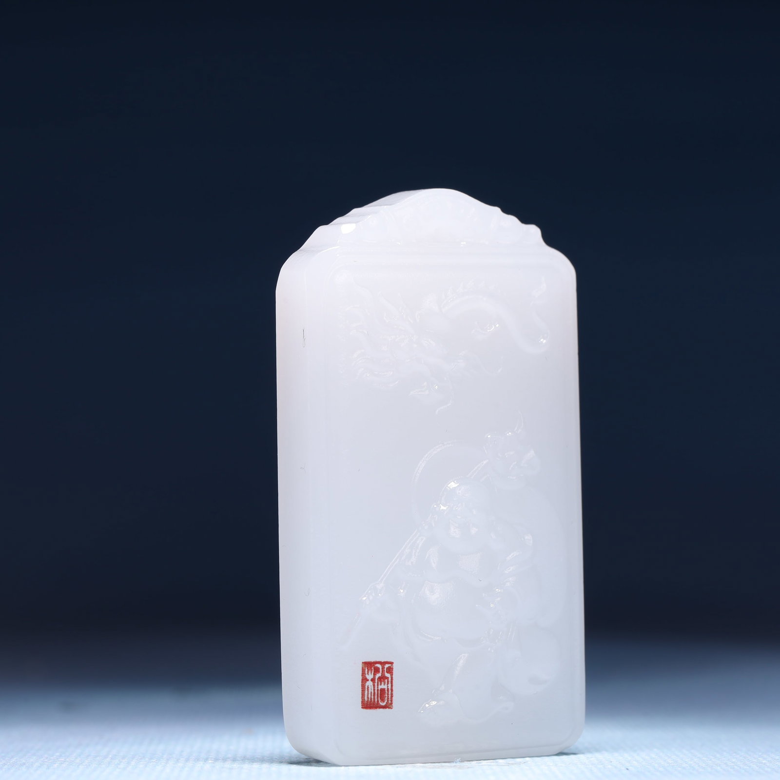 An Exquisite White Jade Statue of Maitreya Buddha Pendant - 3
