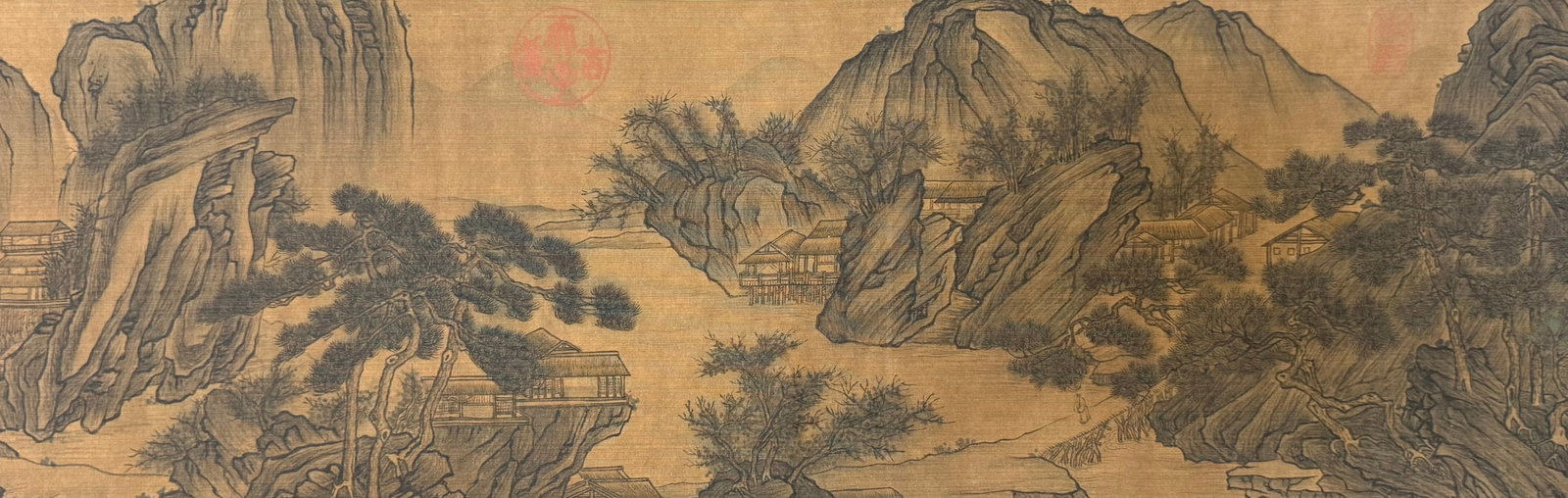 A Chinese Hand Scroll Ink Painting of Landscape and Figure on Paper,Guo Xi - 6