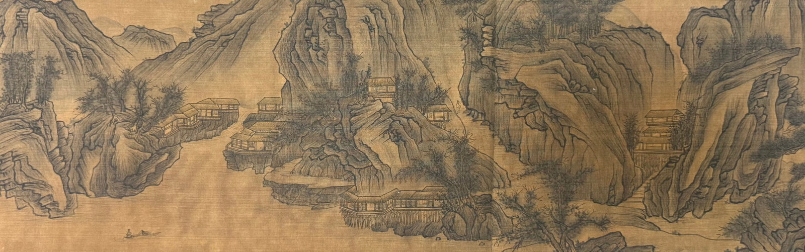 A Chinese Hand Scroll Ink Painting of Landscape and Figure on Paper,Guo Xi - 7