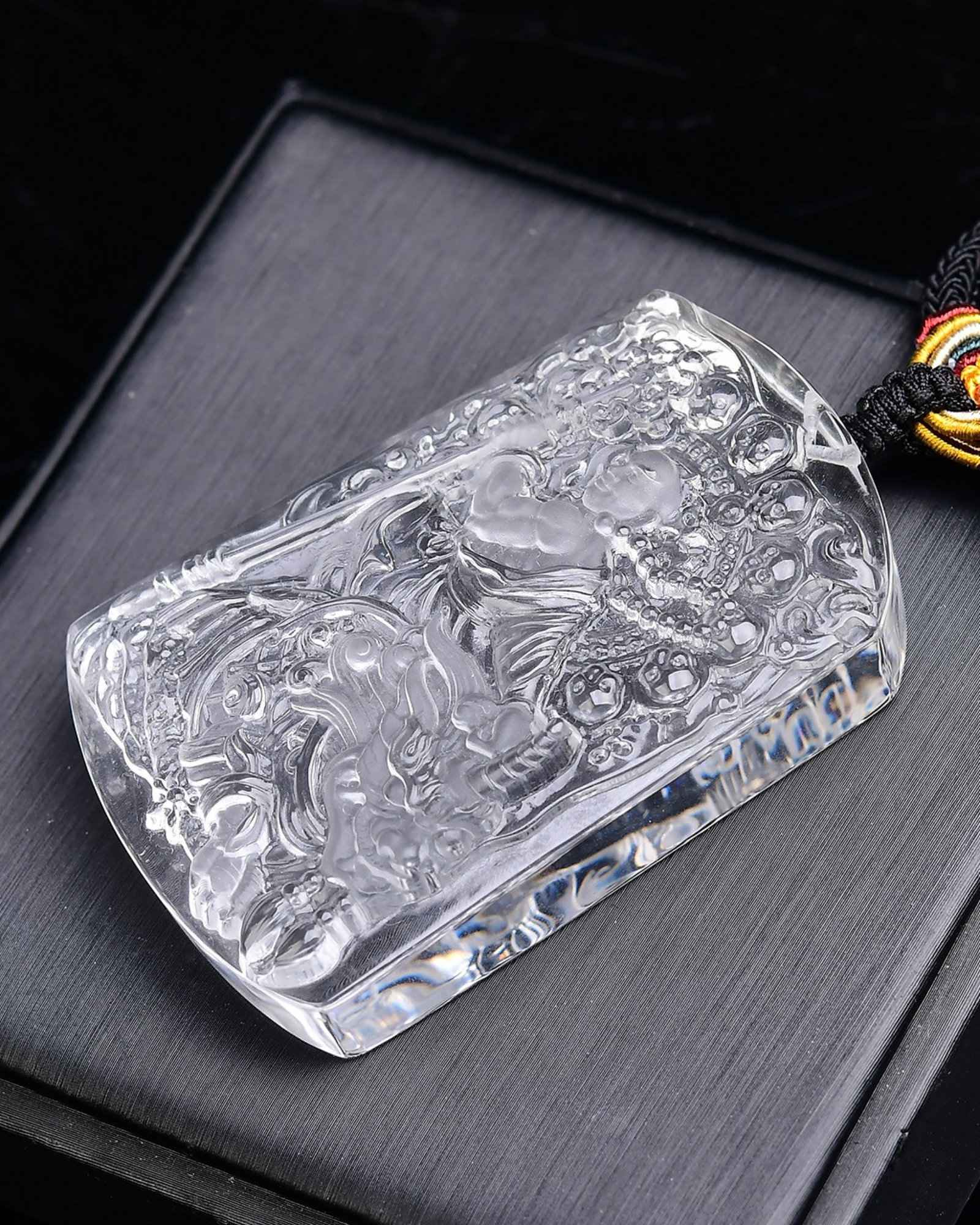 An Exquisite Crystal Statue of Kshitigarbha Bodhisattva Pattern Pendant - 5