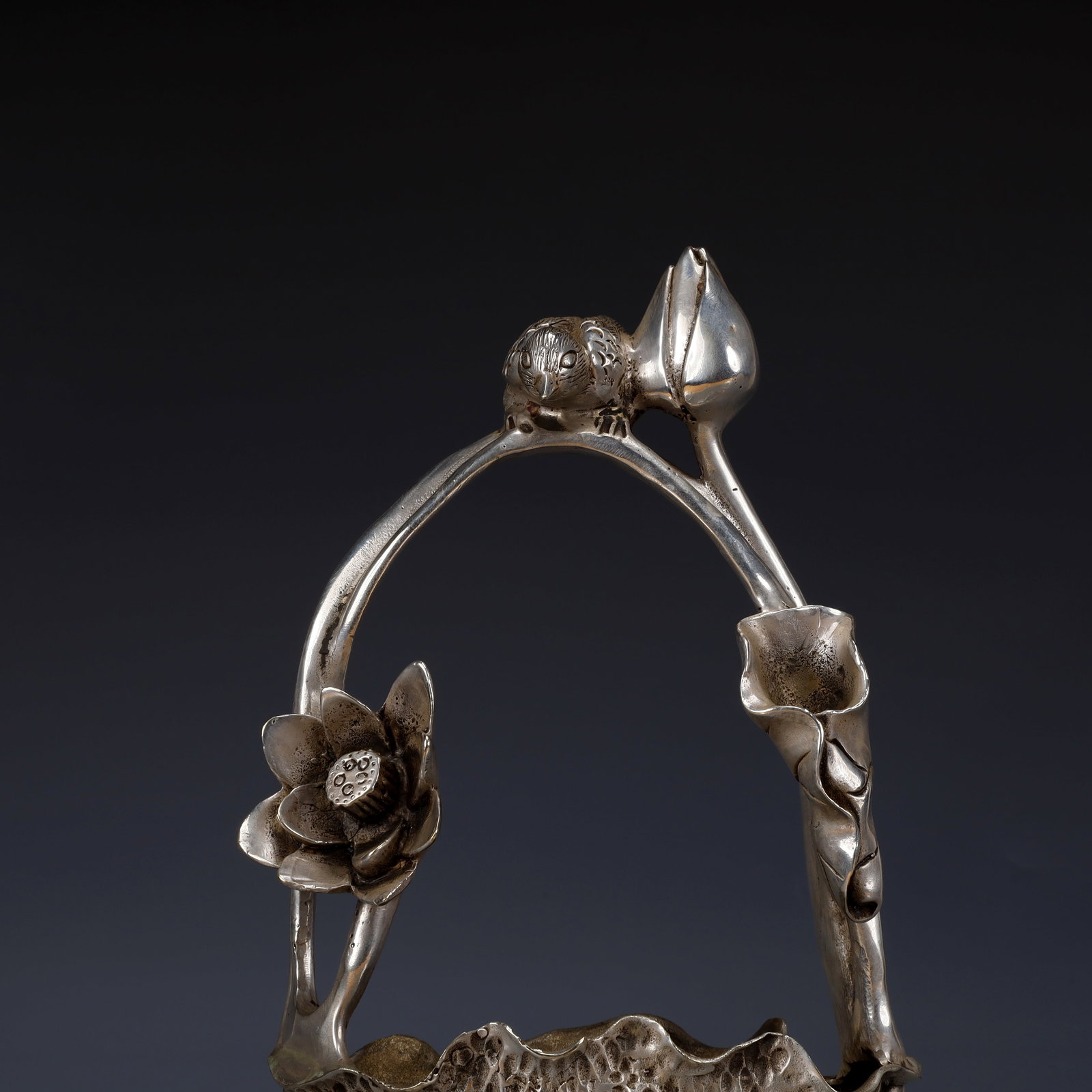 An Exquisite Silver-Plated Bronze Lotus Pattern Washer - 2
