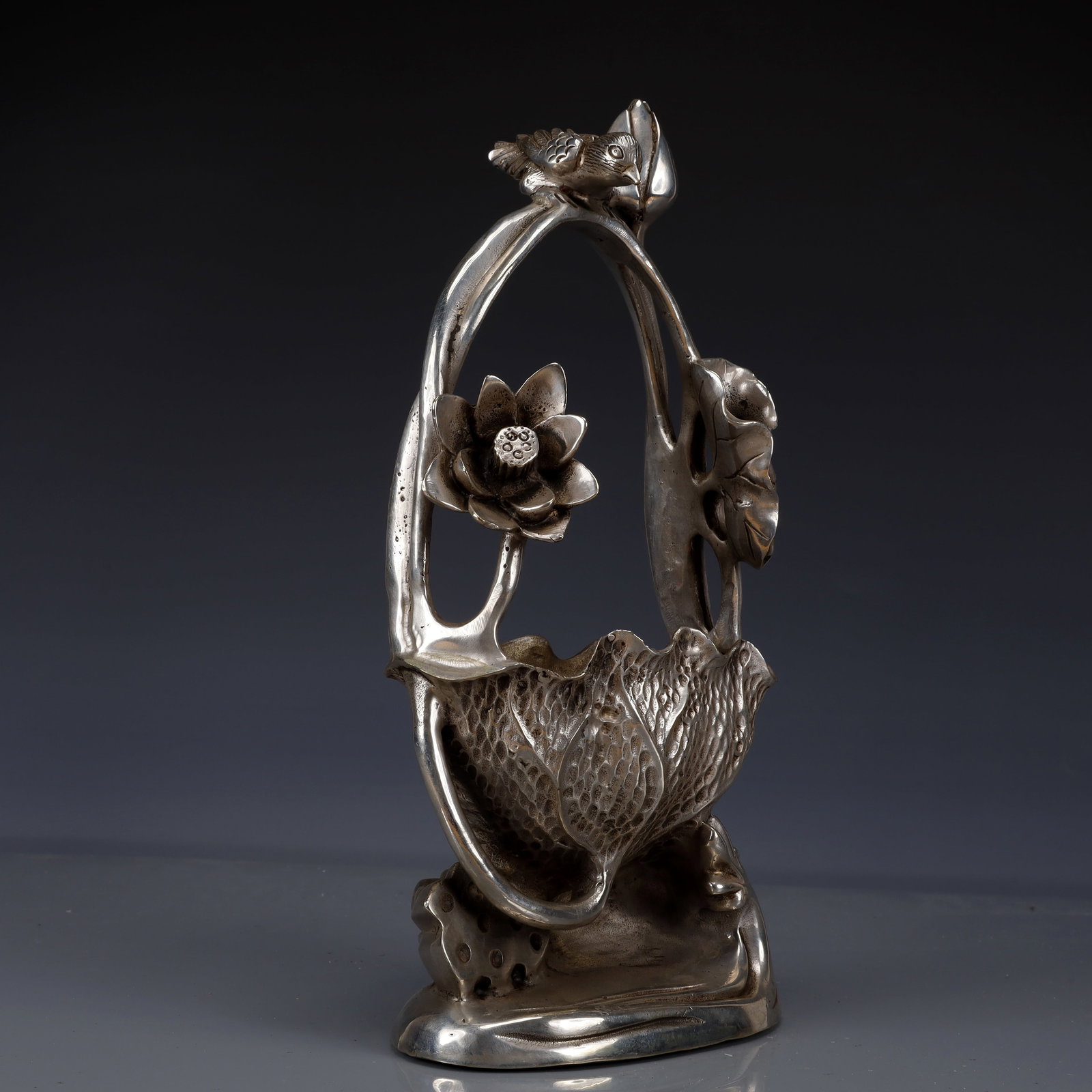 An Exquisite Silver-Plated Bronze Lotus Pattern Washer - 4