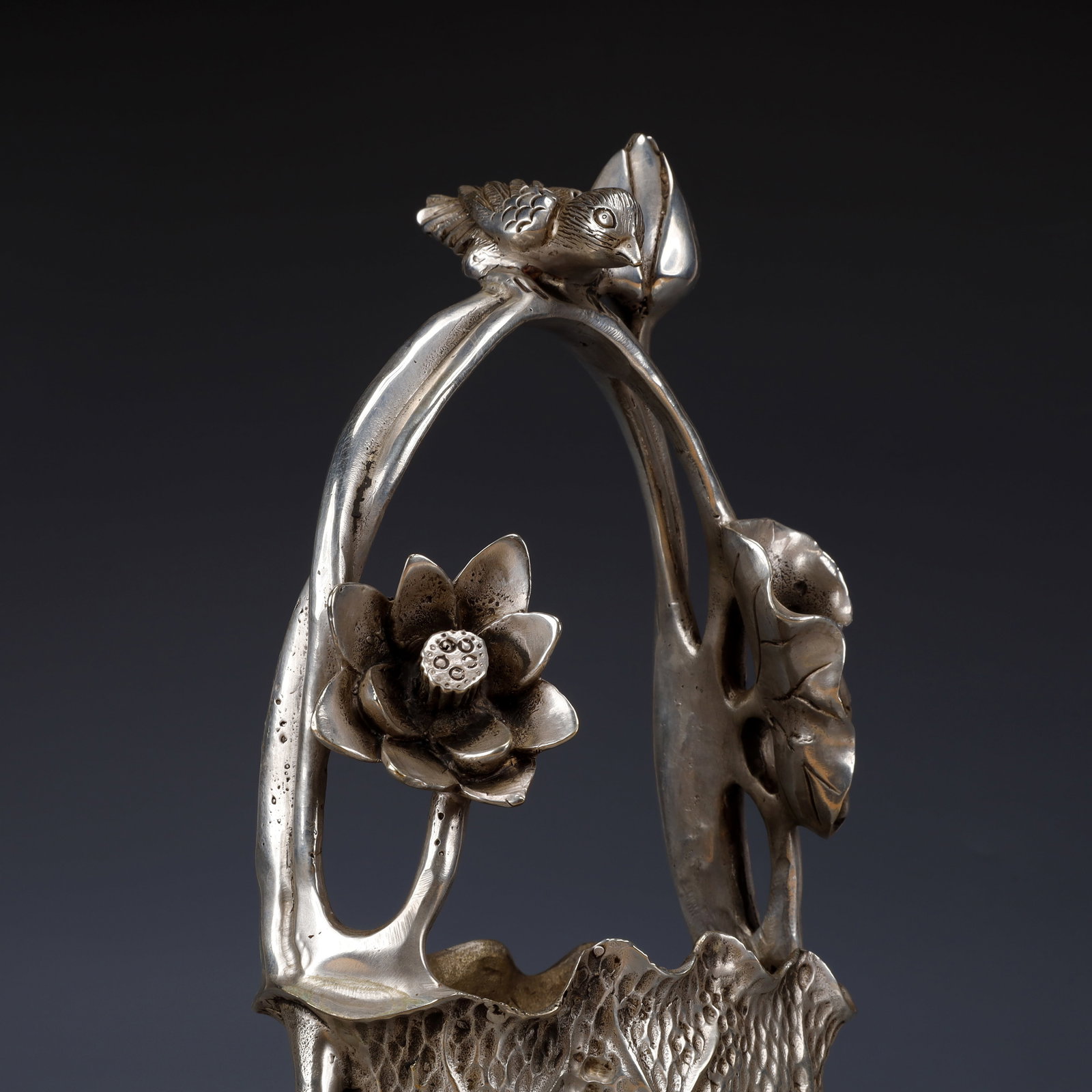 An Exquisite Silver-Plated Bronze Lotus Pattern Washer - 5