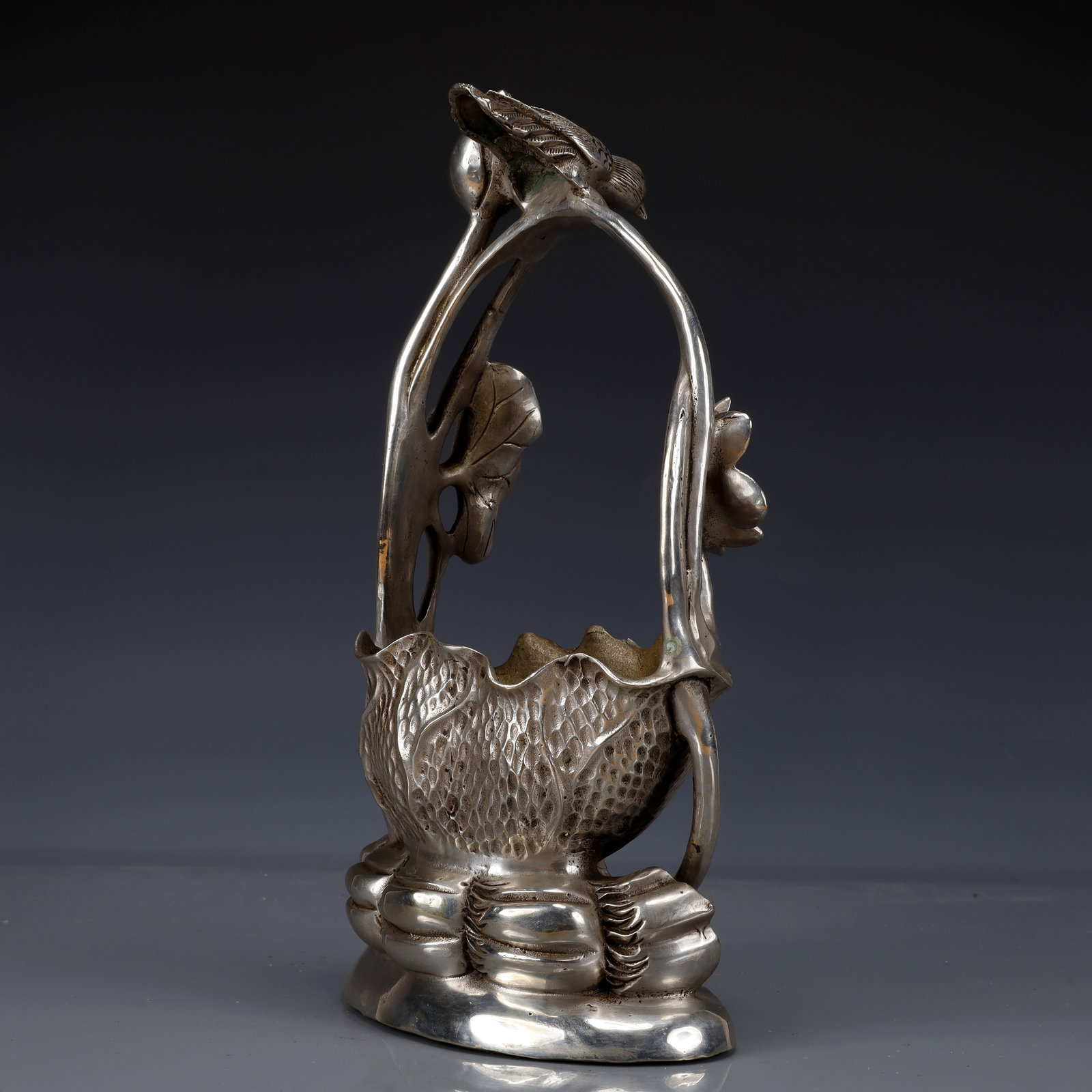 An Exquisite Silver-Plated Bronze Lotus Pattern Washer - 7