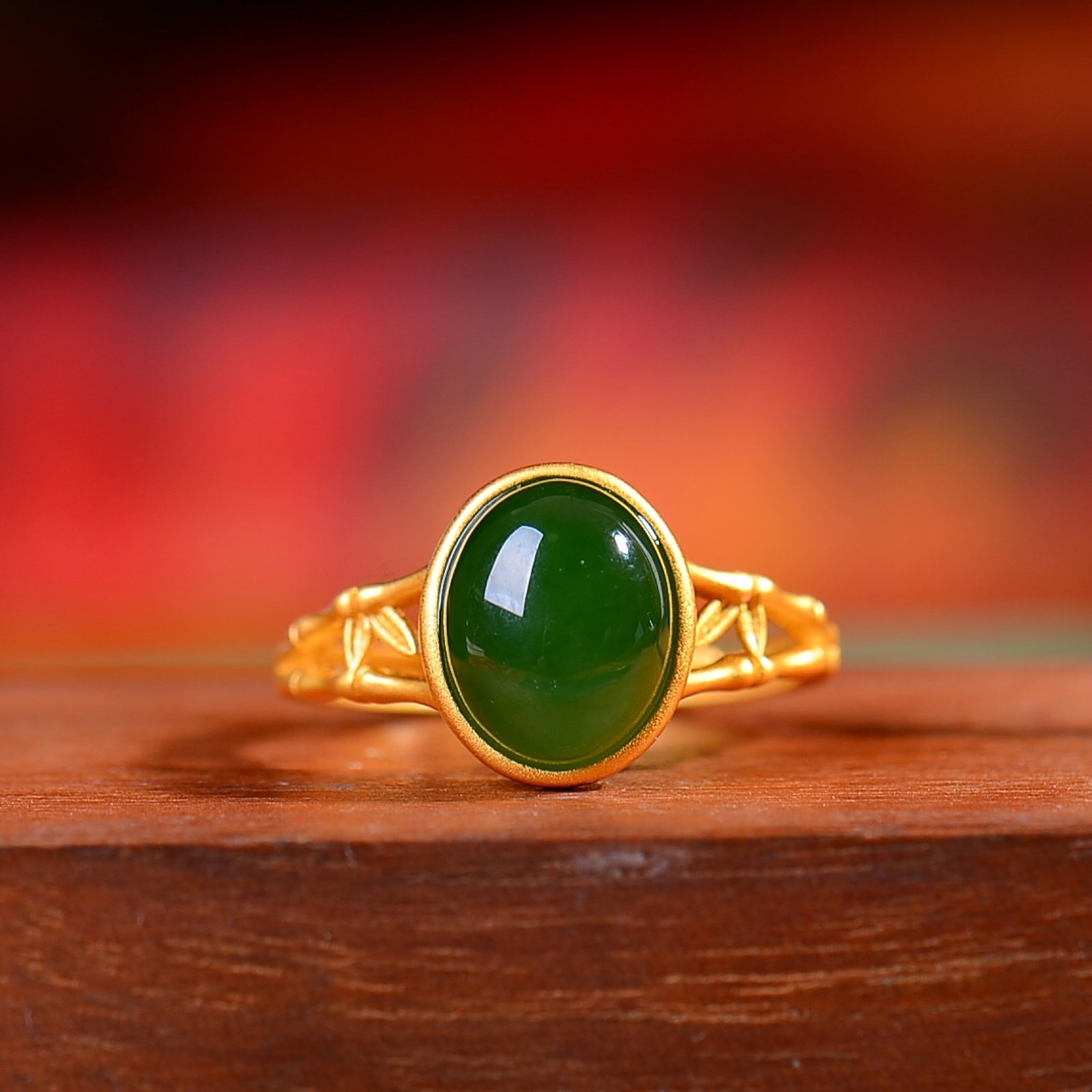 An Exquisite Sterling Silver-Gold Plated Inlaid Jasper Ring - 5