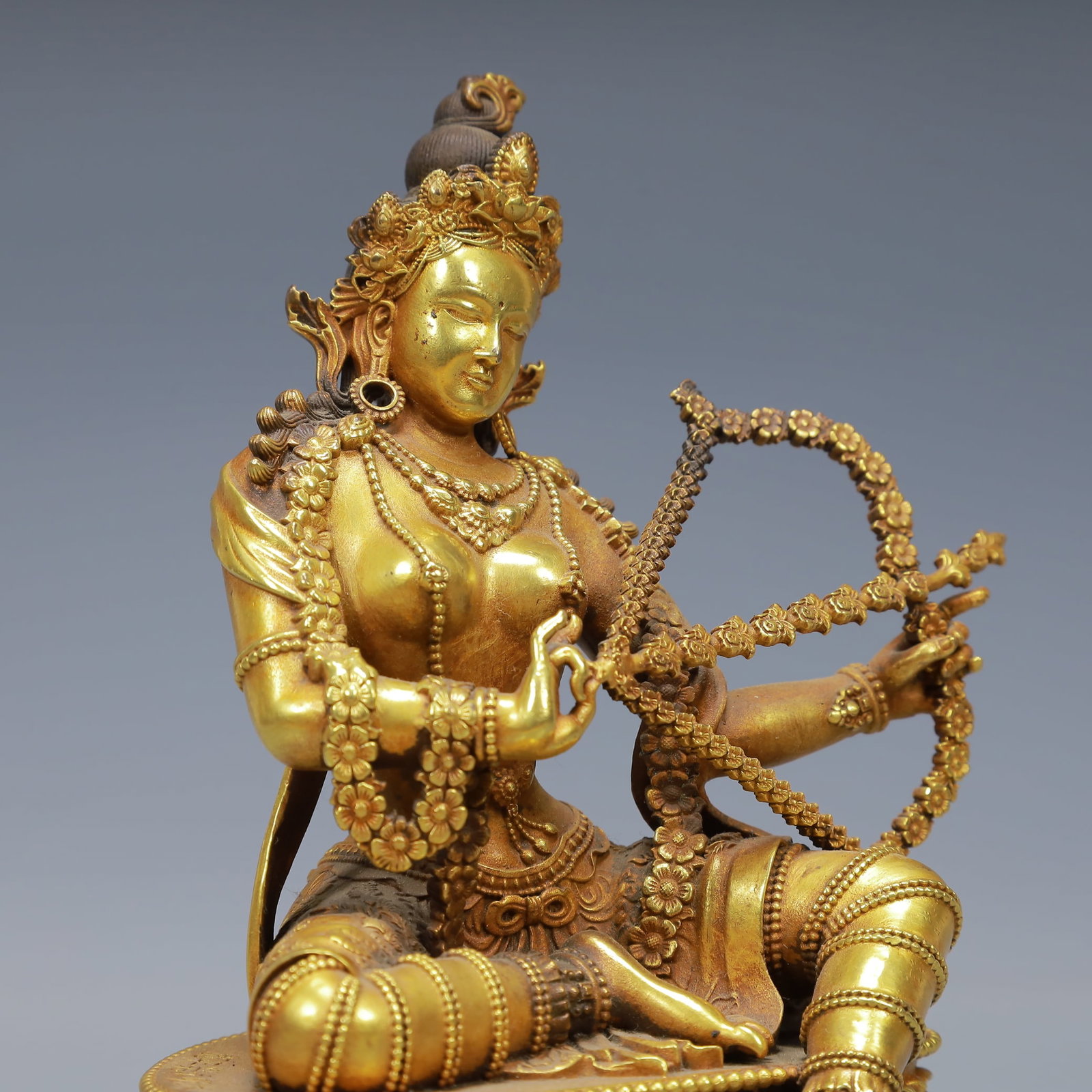 An Exquisite Gilt Bronze Statue of Gadgadasvara - 7