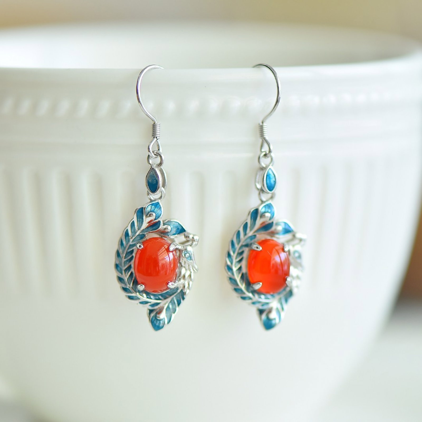 A Set of Fine Sterling Silver Inlaid Agate Jewelrys - 2