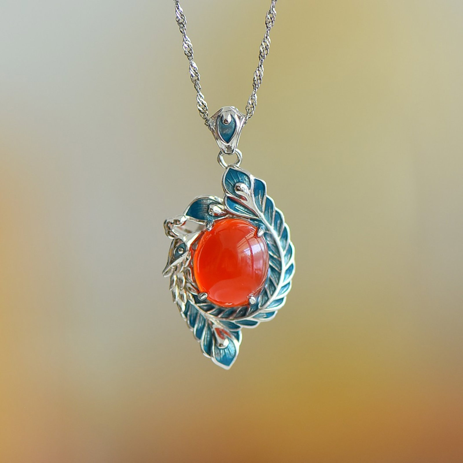 A Set of Fine Sterling Silver Inlaid Agate Jewelrys - 4