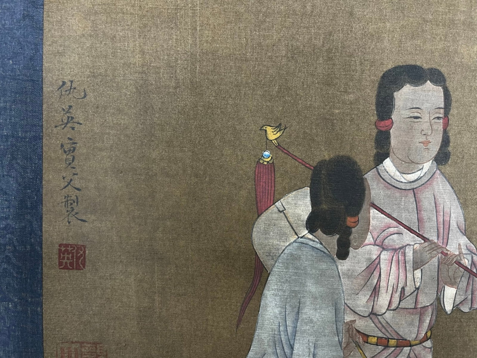 A Chinese Hand Scroll Ink Painting of Character and Story on Silk,Chou Ying - 8