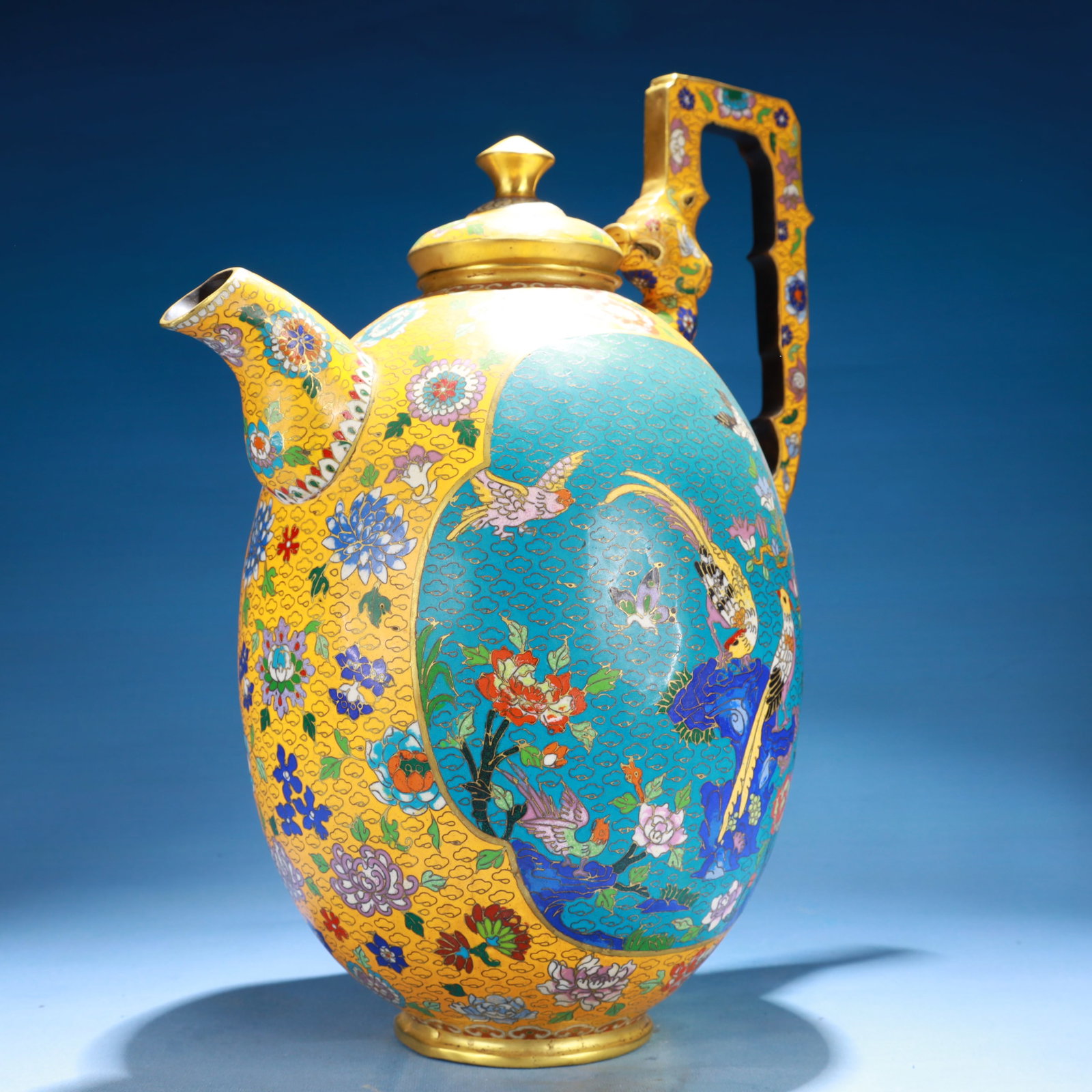 An Exquisite Cloisonne Flower and Bird Pattern Teapot - 2