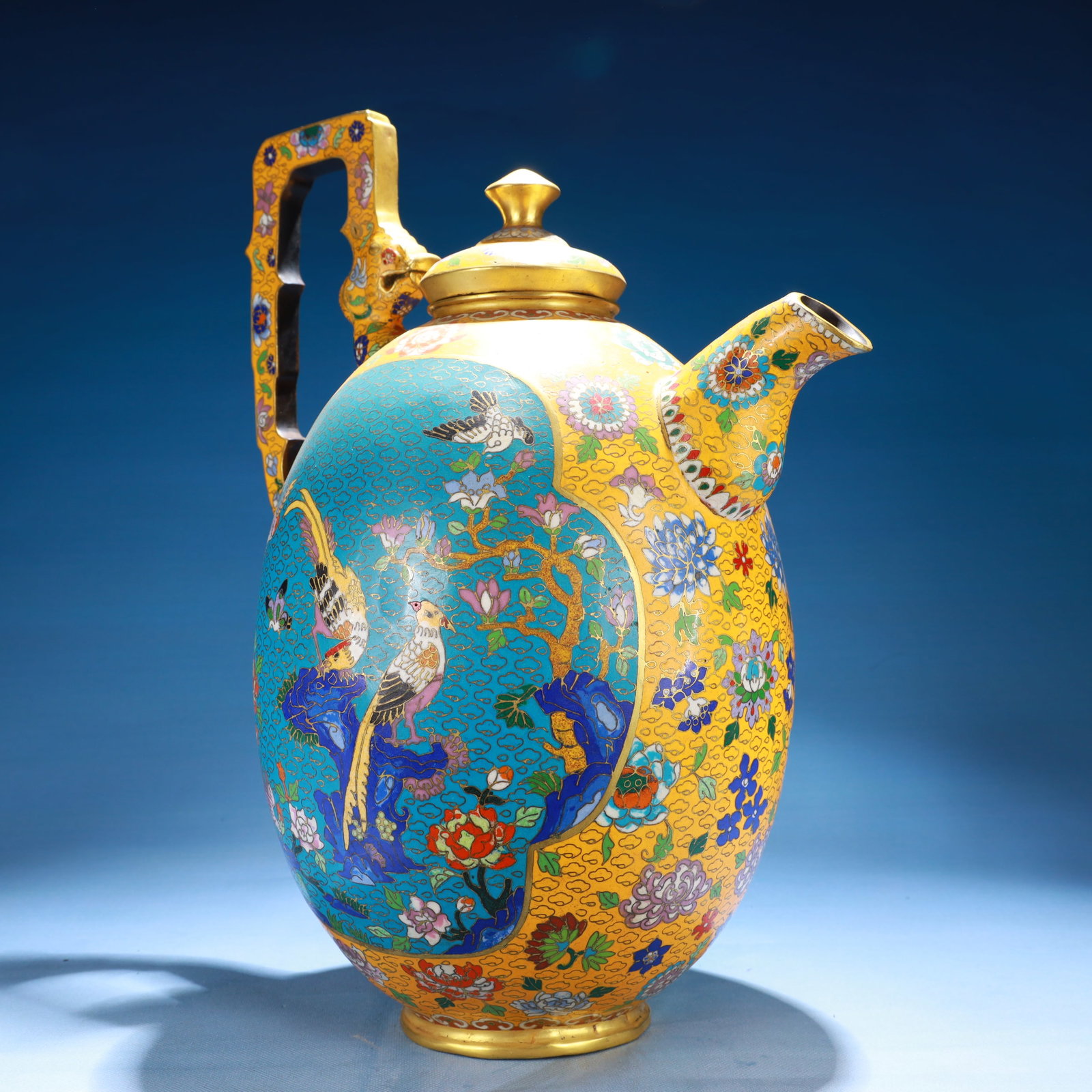 An Exquisite Cloisonne Flower and Bird Pattern Teapot - 4