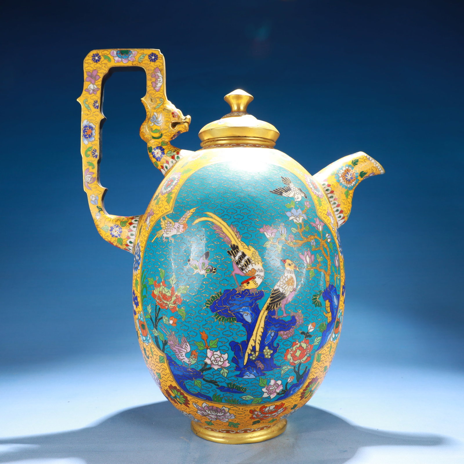 An Exquisite Cloisonne Flower and Bird Pattern Teapot - 5