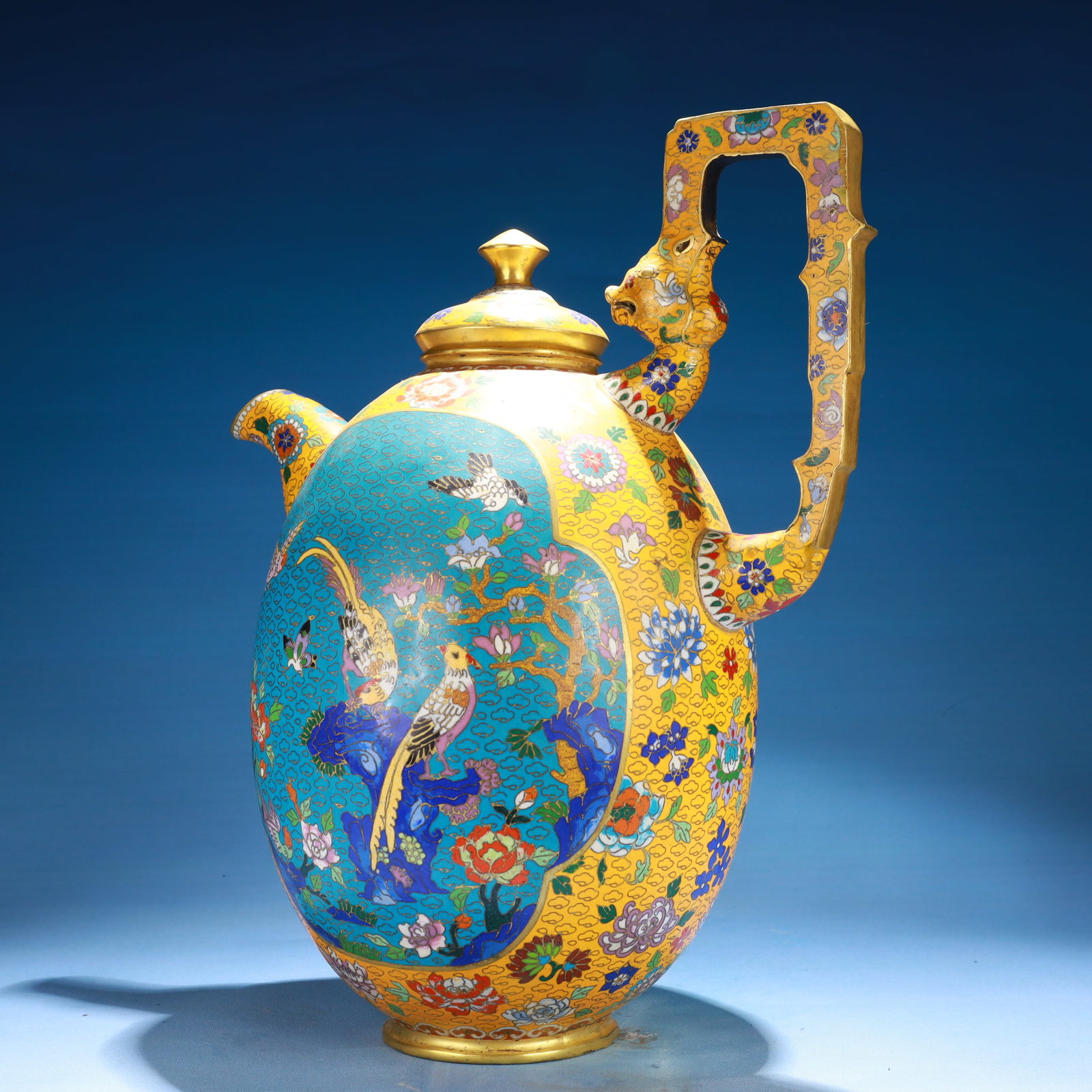 An Exquisite Cloisonne Flower and Bird Pattern Teapot - 8