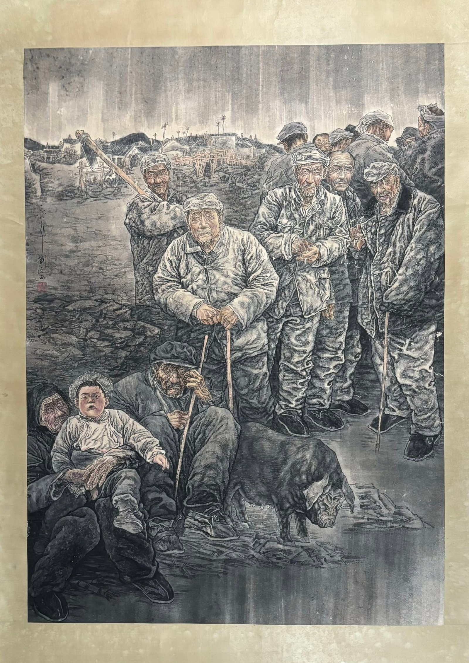 A Chinese Ink Painting of Figure on Paper,Liu Wenxi: Estimated Value:3200-6400 A Chinese Ink Painting of Figure on Paper,Liu Wenxi,Size:(Without frame)68.1inx49.2in