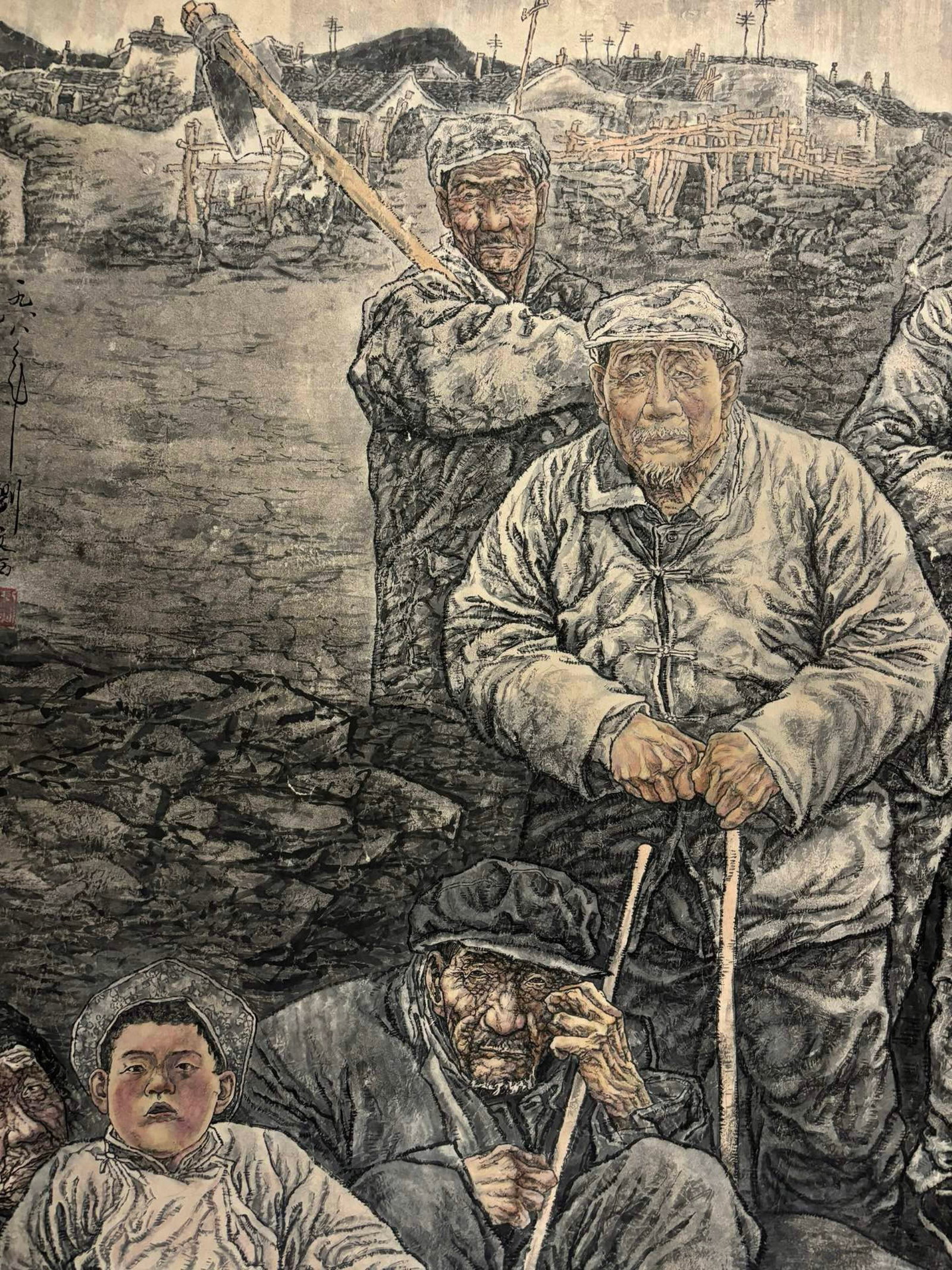 A Chinese Ink Painting of Figure on Paper,Liu Wenxi - 3