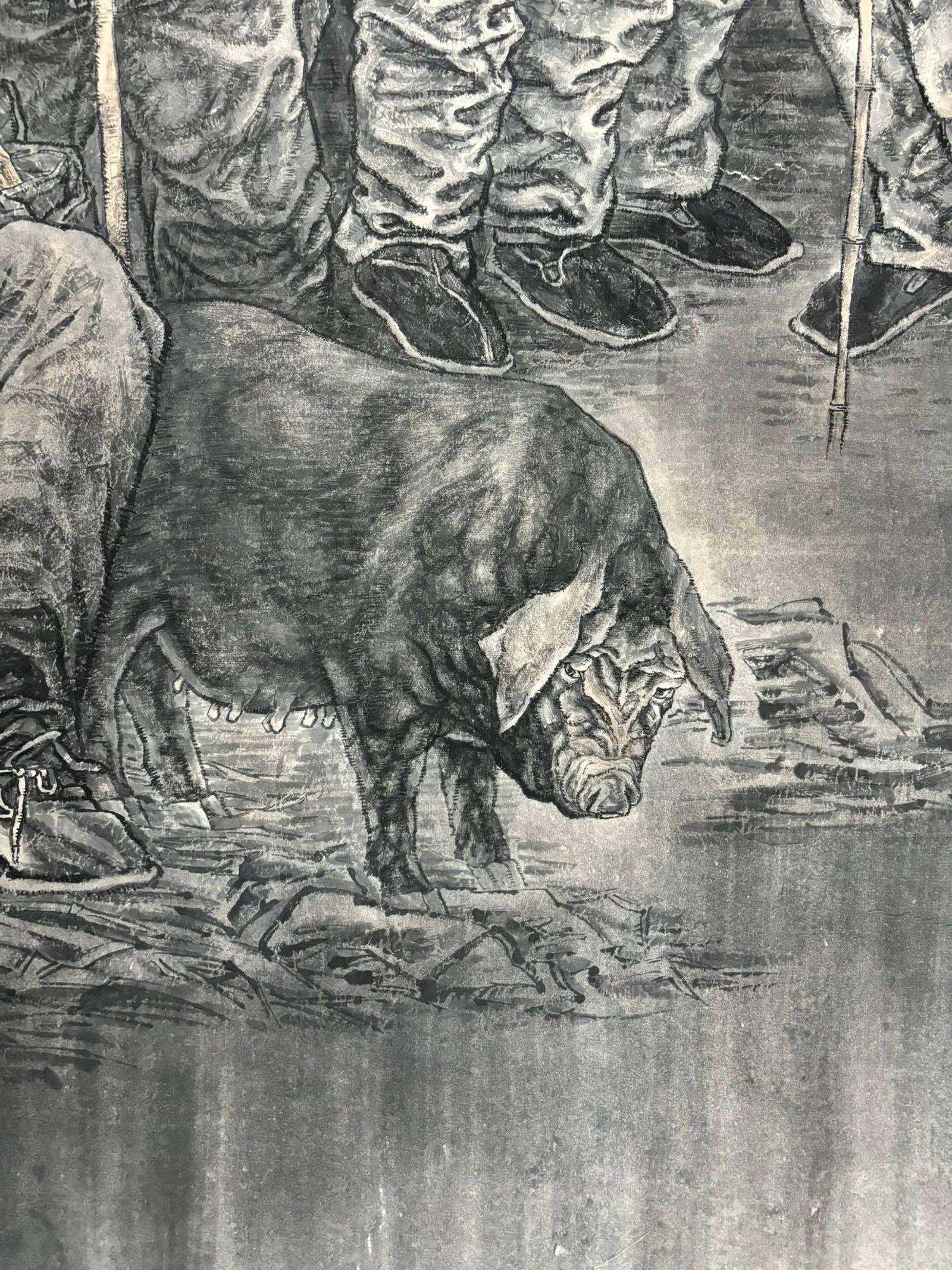 A Chinese Ink Painting of Figure on Paper,Liu Wenxi - 9