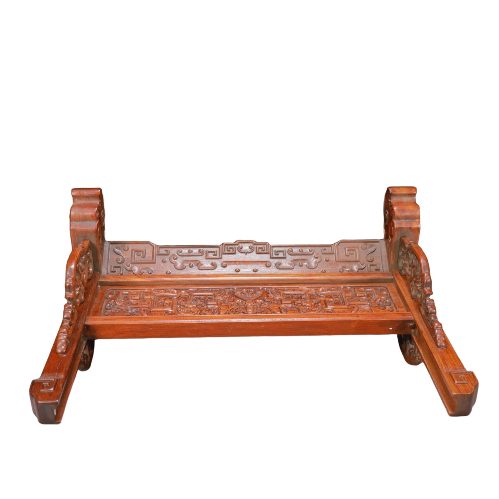 A Exquisite Boxwood Inlaid Gems Dragon Pattern Landscape and Figure Pattern Screen Ornament - 14